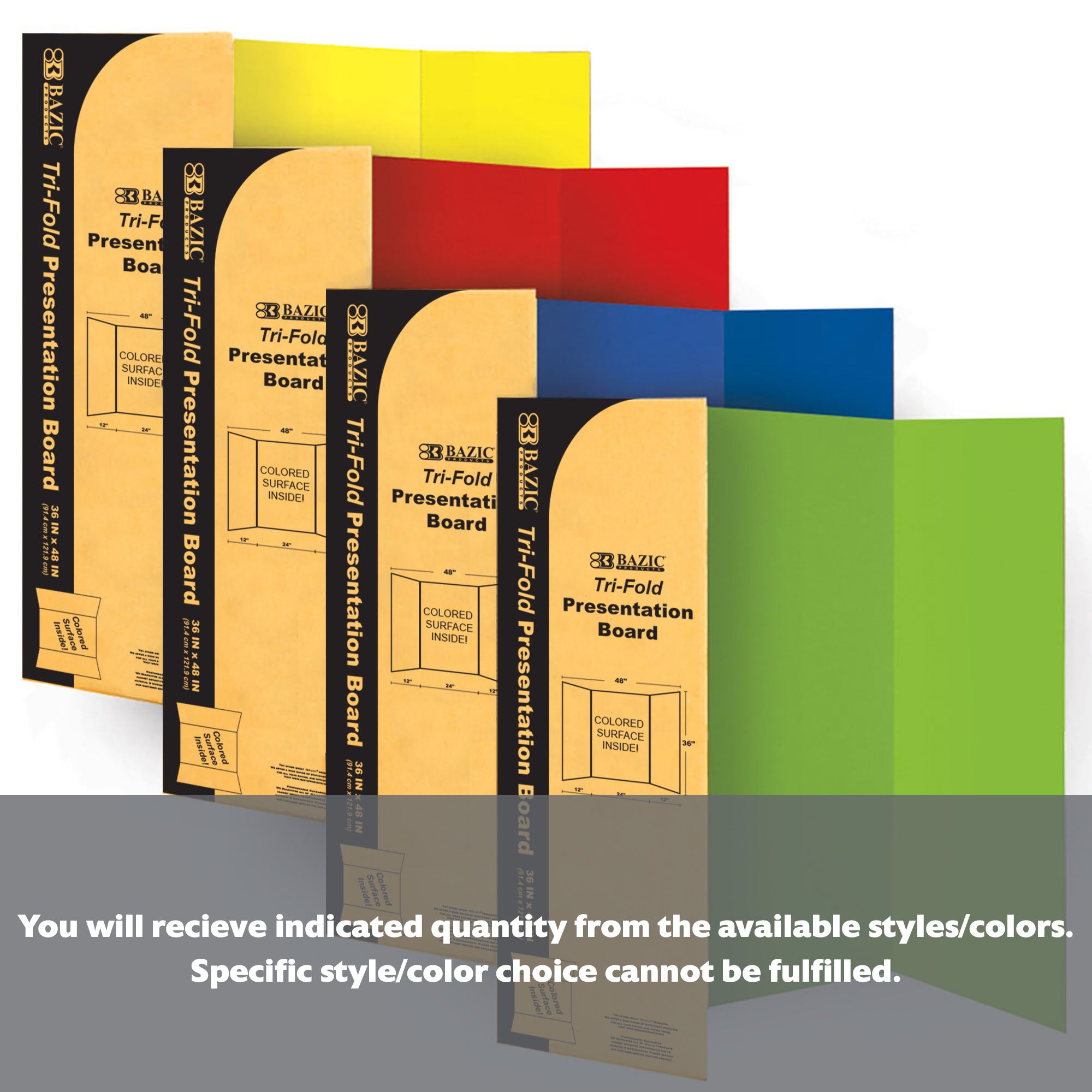36" X 48" Assorted Color Tri-Fold Corrugated Presentation Board - BZBox