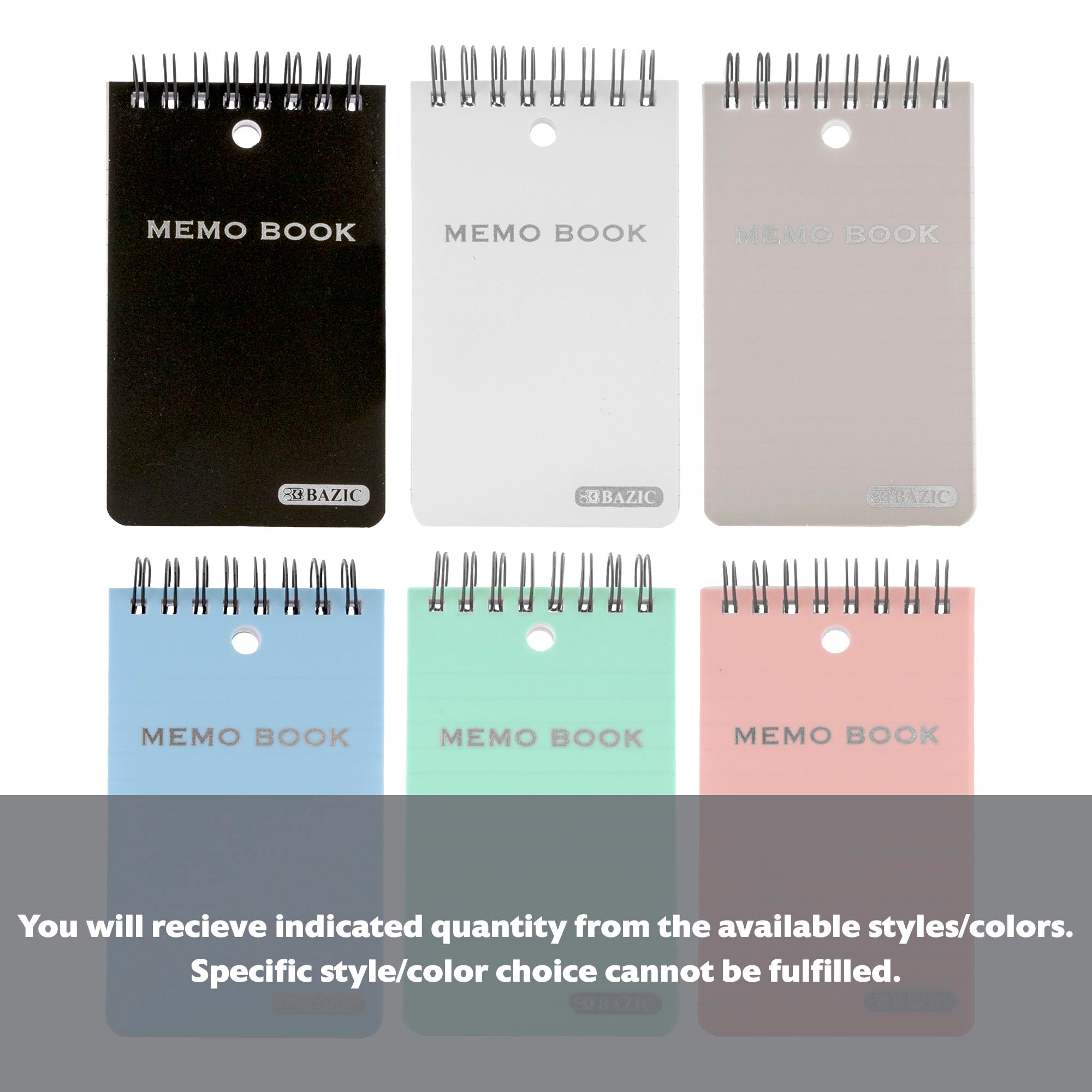 100 Ct. 3" X 5" Top Bound Poly Spiral Memo Books