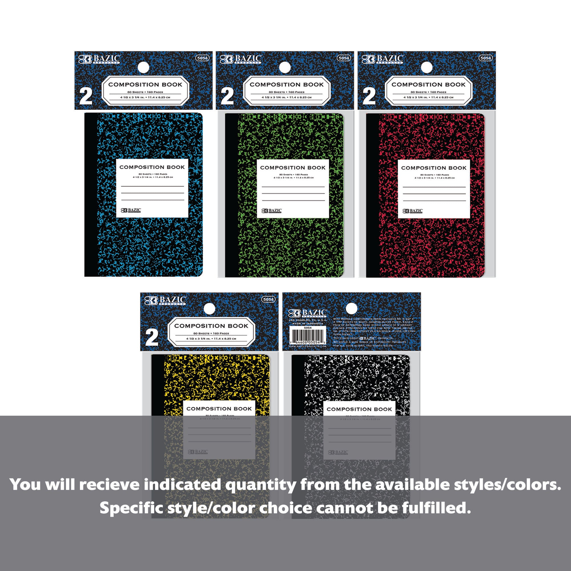 80 Ct. 4.5" x 3.25" Mini Marble Composition Book (2/Pack)