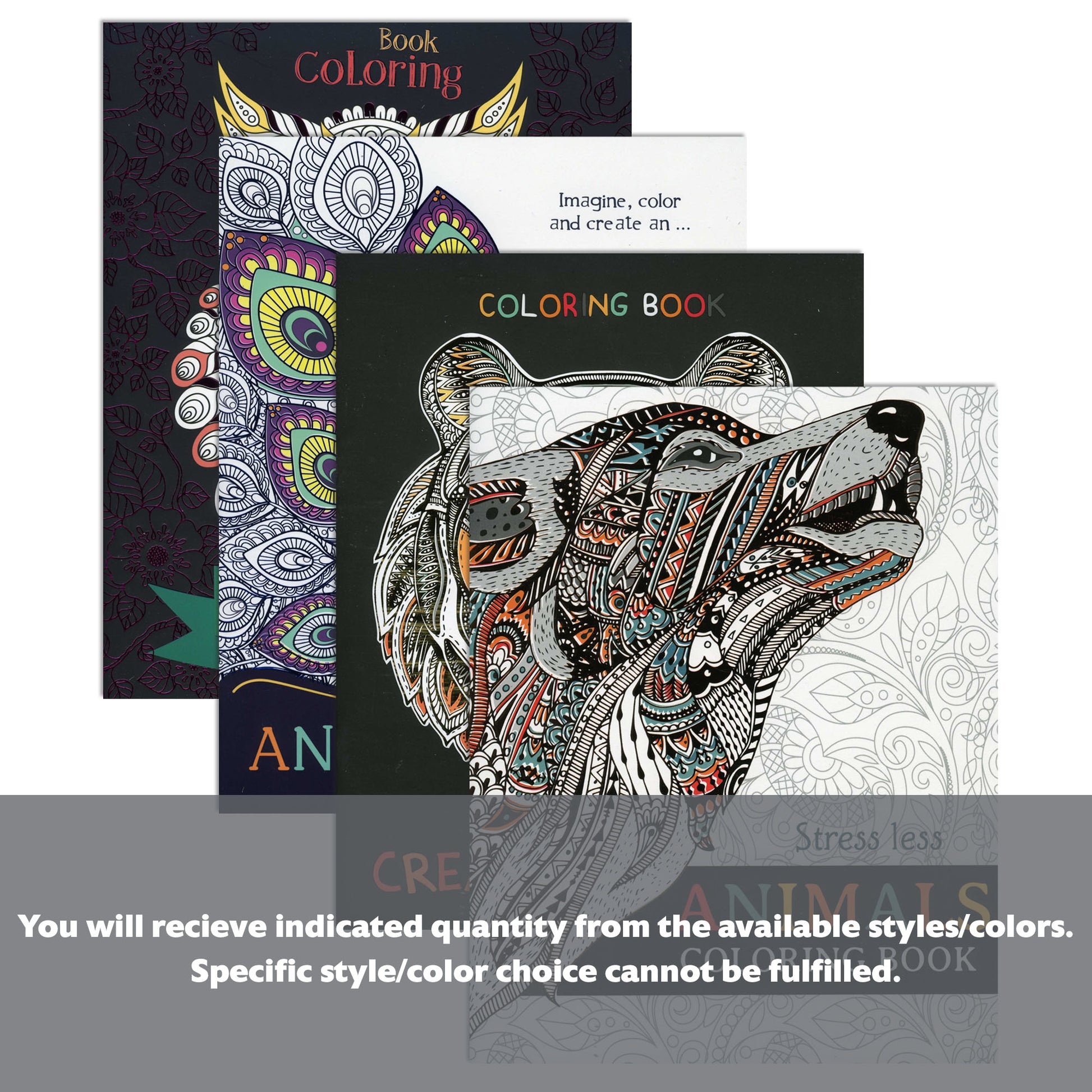 BAZIC animal coloring book for adults with detailed animal illustrations for coloring and relaxation.