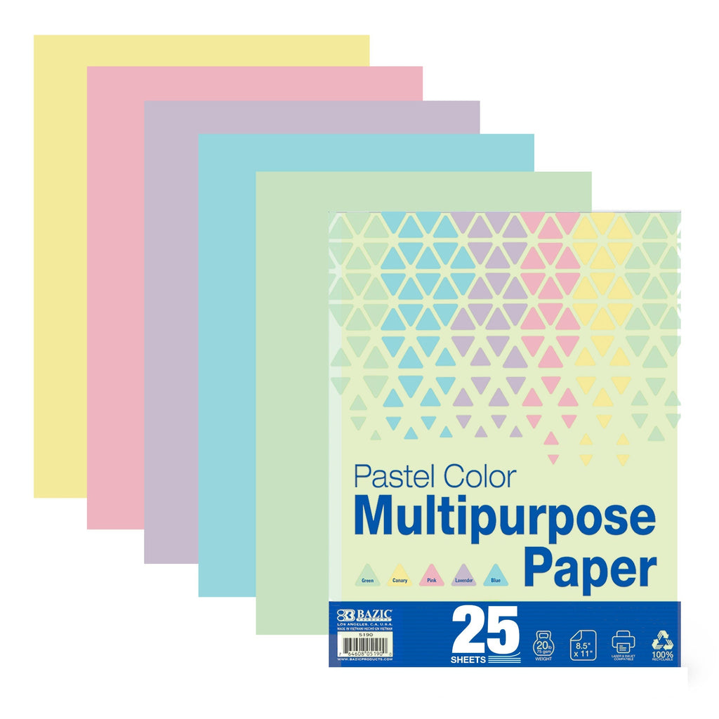 25 Ct. Pastel Color Multipurpose Paper