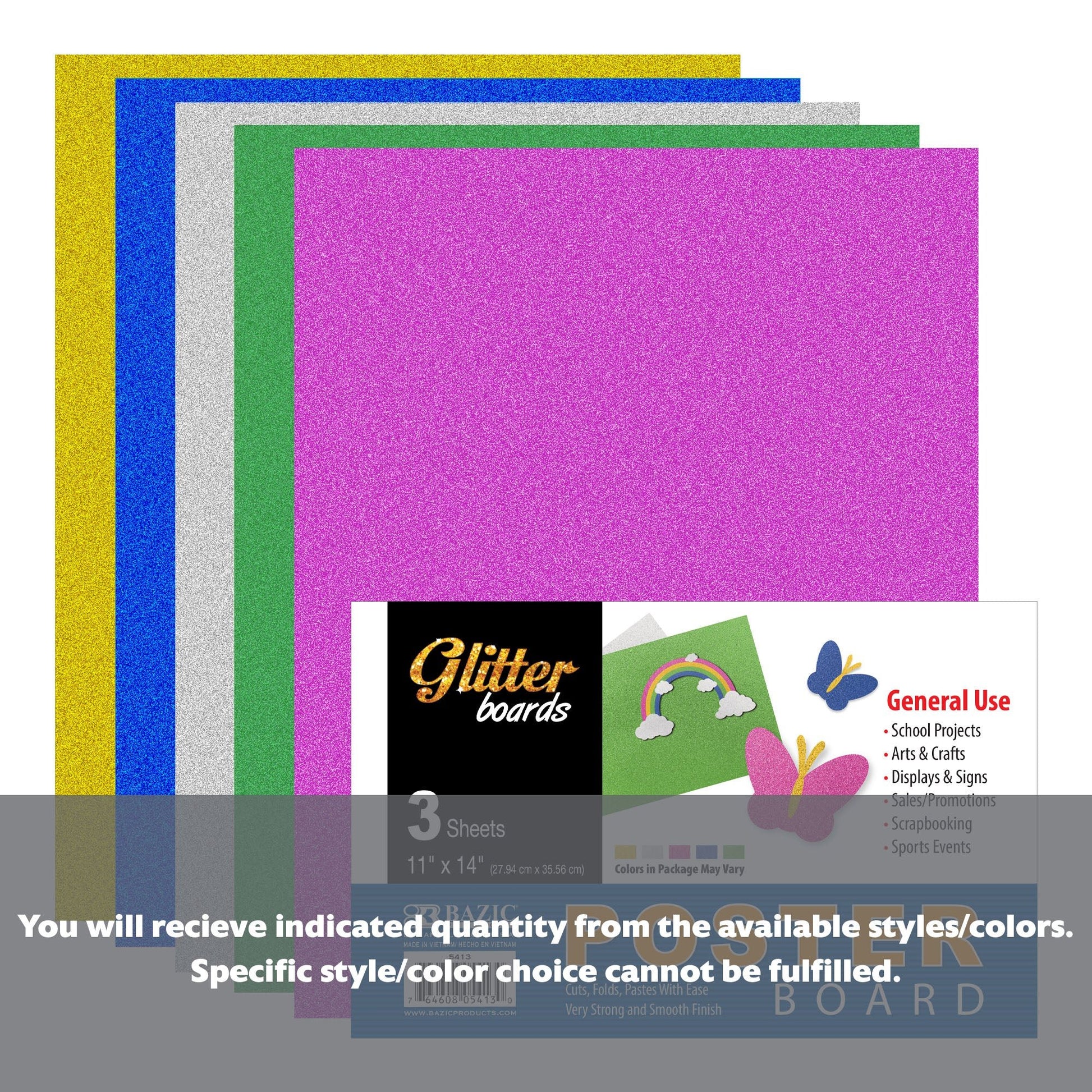 11" X 14" Glitter Poster Board (3/Pack) - BZBox