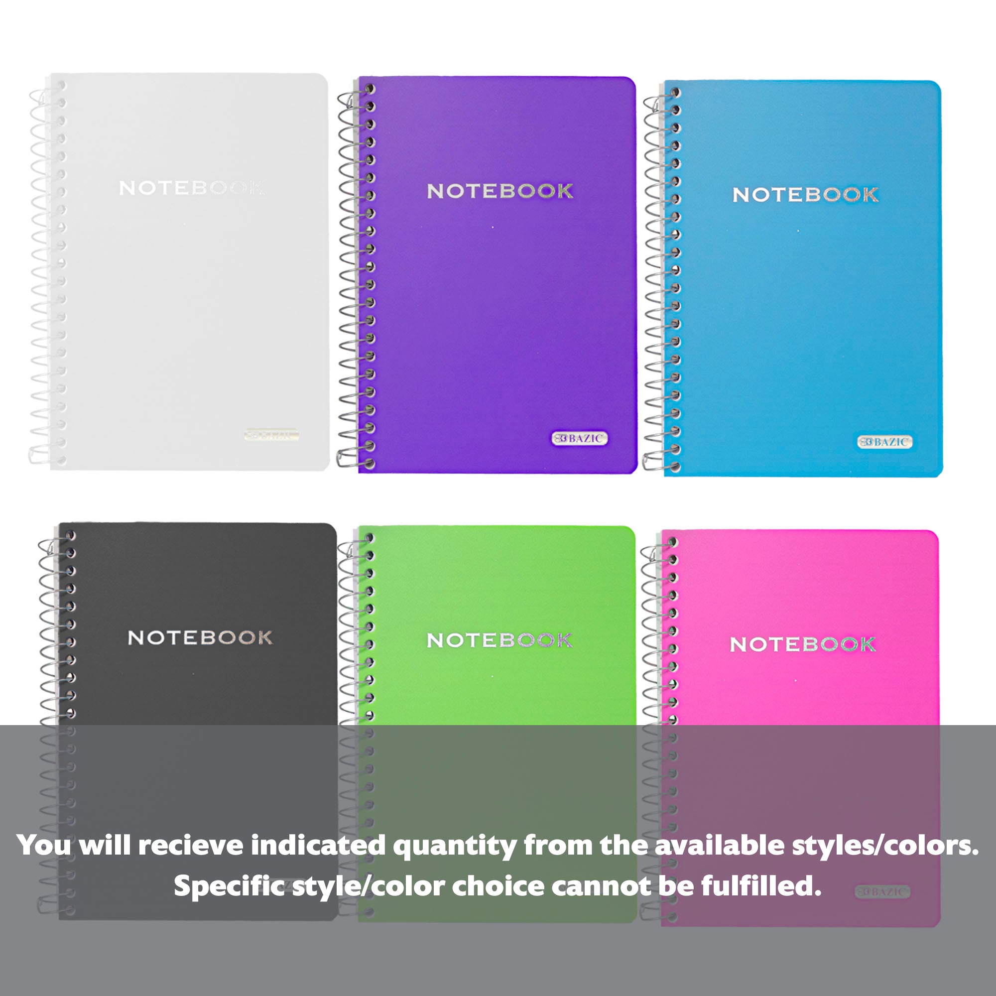 100 Ct. 5" X 7" Poly Cover Personal / Assignment Spiral Notebook
