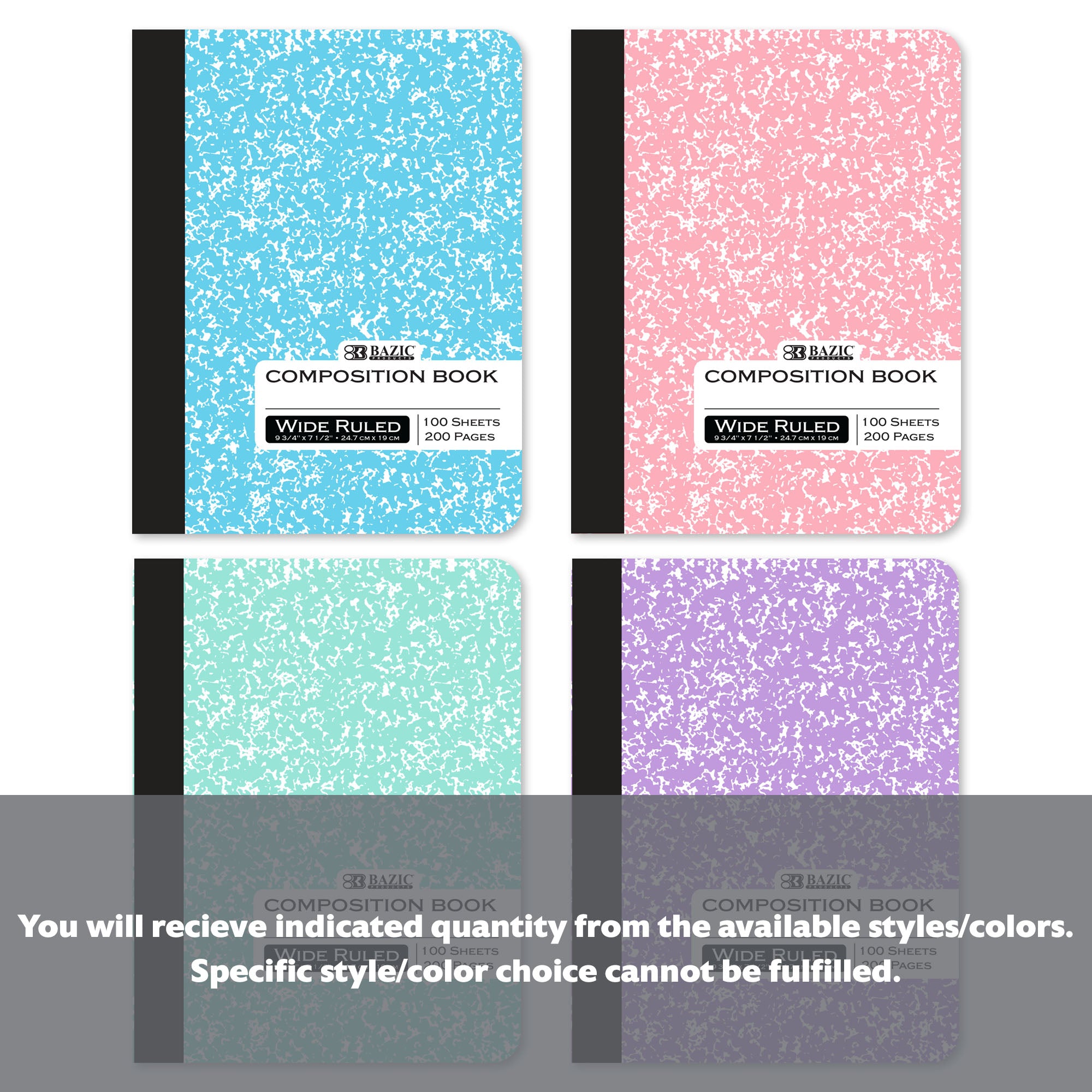 W/R 100 Ct. Pastel Color Marble Composition Book