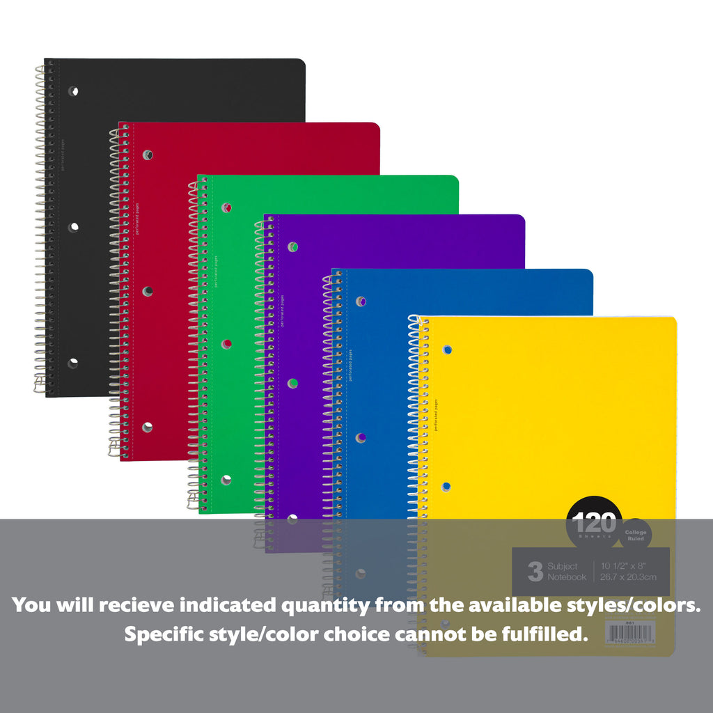 C/R 120 Ct. 3-Subject Spiral Notebook