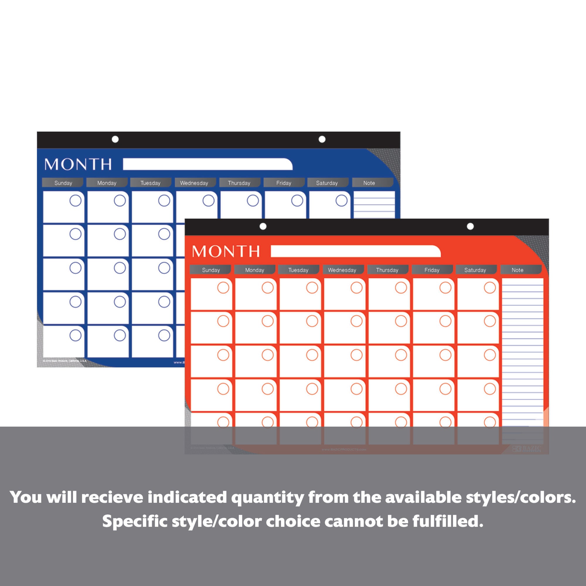 11" X 17" Undated 12-Month Desk Pad Calendar