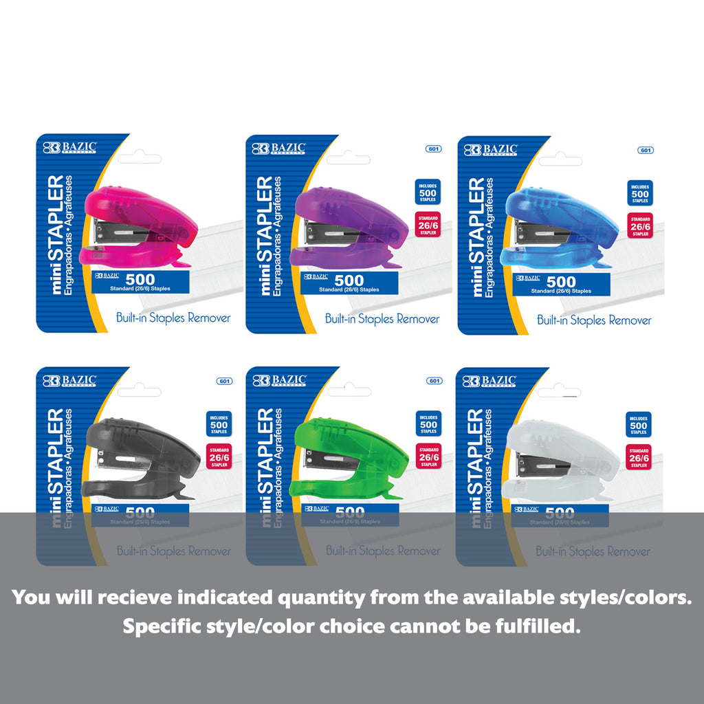 Mini Standard (26/6) Stapler w/ 500 Ct. Staples