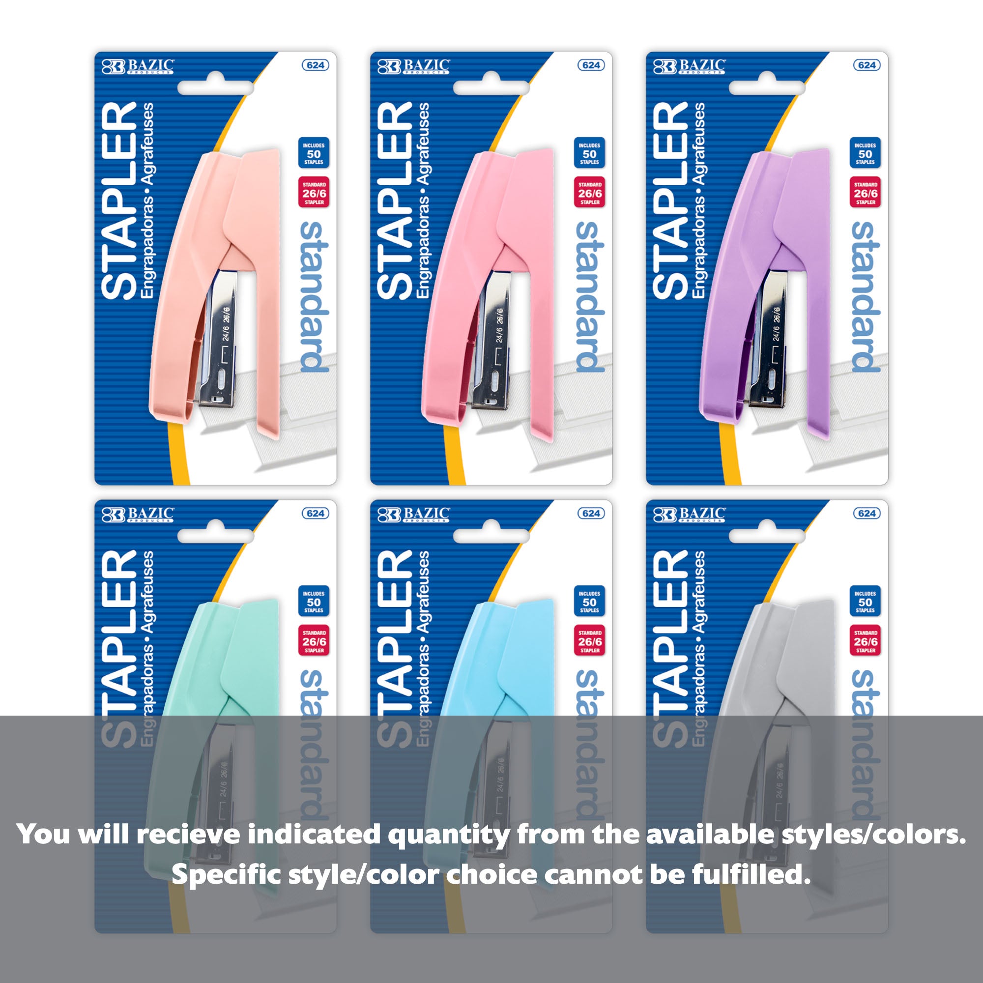 Pastel Color Standard (26/6) Stapler