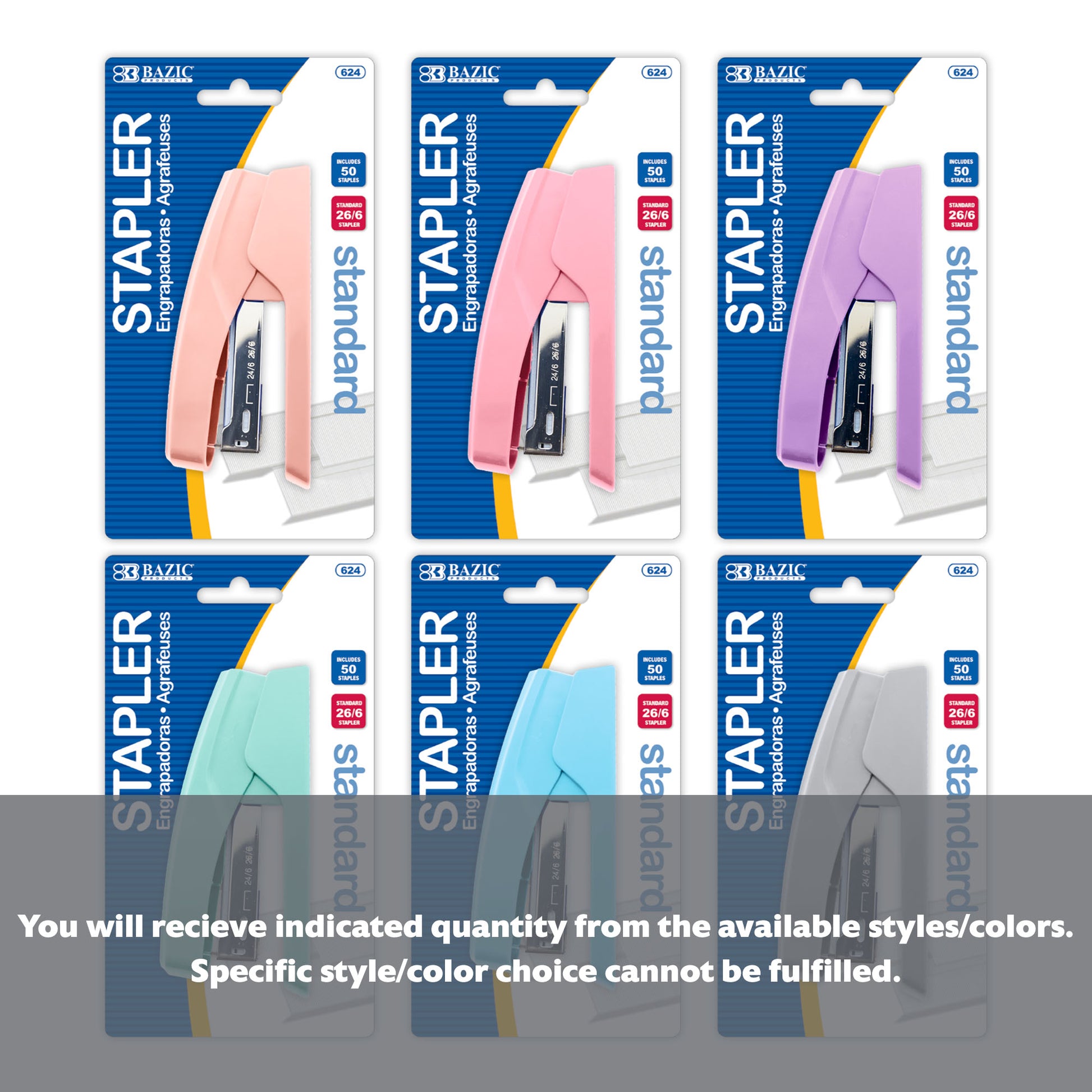 Pastel Color Standard (26/6) Stapler