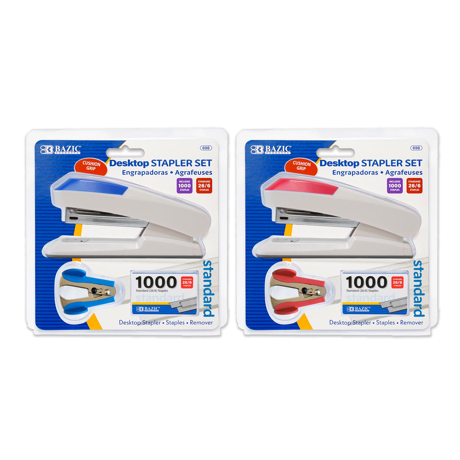 Bazicstore BYOB Comfort Grip Desktop Stapler Set with ergonomic design and metal construction for secure stapling.