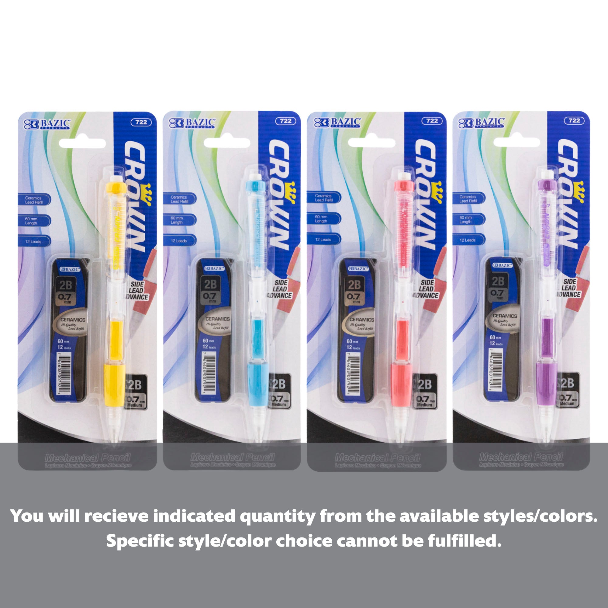 BAZIC Crown 0.7 mm mechanical pencil with ceramic high-quality lead, featuring a sleek design and ergonomic grip.