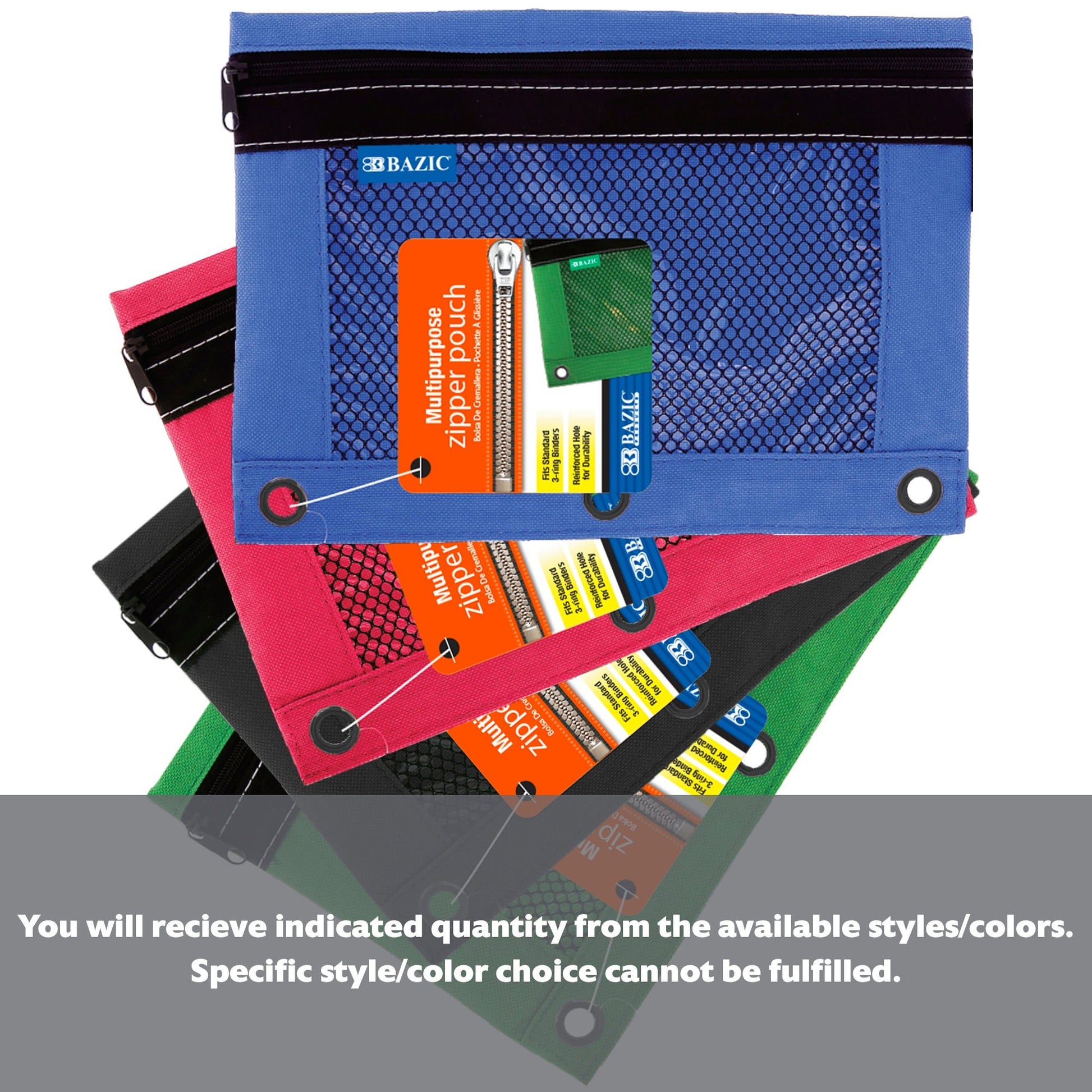 3-Ring Pencil Pouch w/ Mesh Window