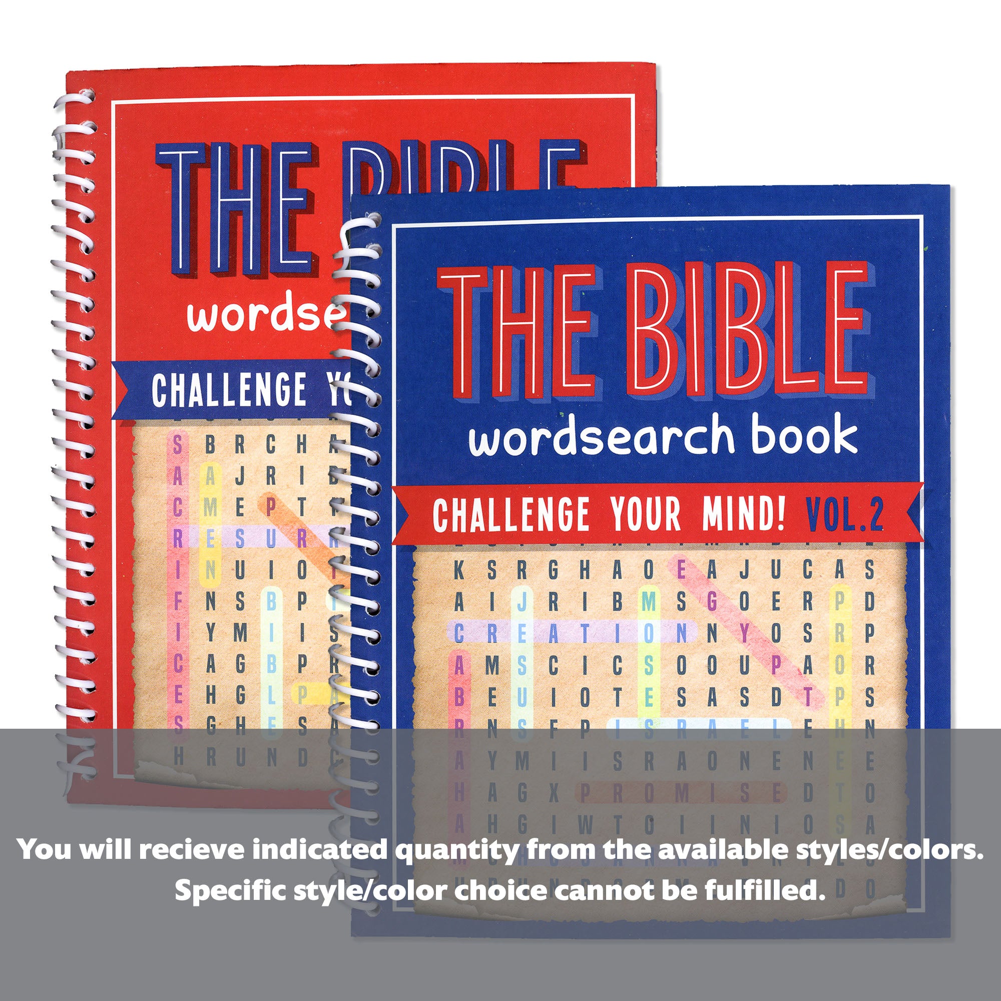 BAZIC Spiral Bible Puzzle Books BYOB set with colorful covers and engaging religious-themed puzzles on white background