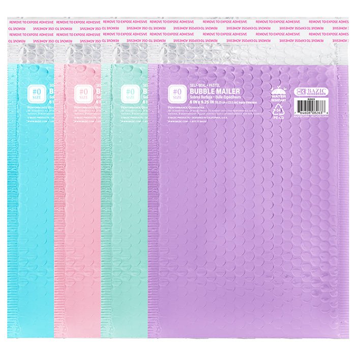 Set of 6x9.25 inch matte pastel bubble mailers by Bazicstore, lightweight padded shipping envelopes for secure mailing.