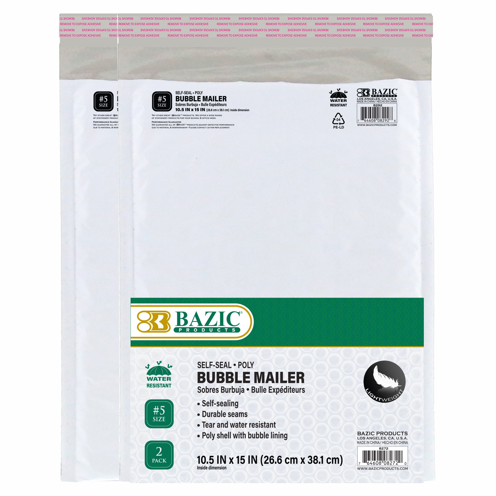 10.5" x 15" (#5) Poly Bubble Mailer (2/Pack)