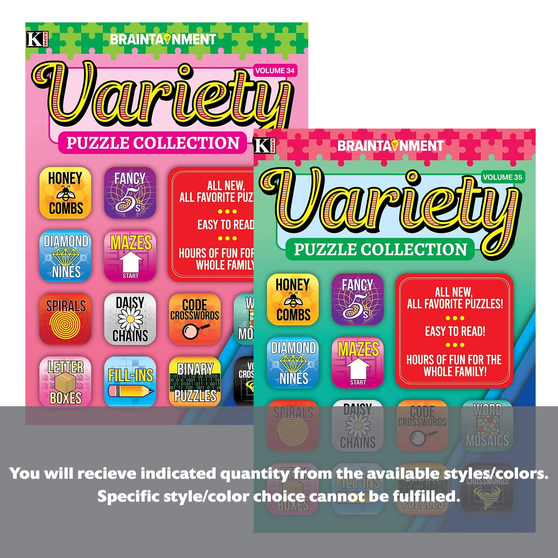 BAZIC KAPPA Variety Puzzles & Games Book, BYOB edition, featuring colorful pages with puzzles and brain teasers for all ages.
