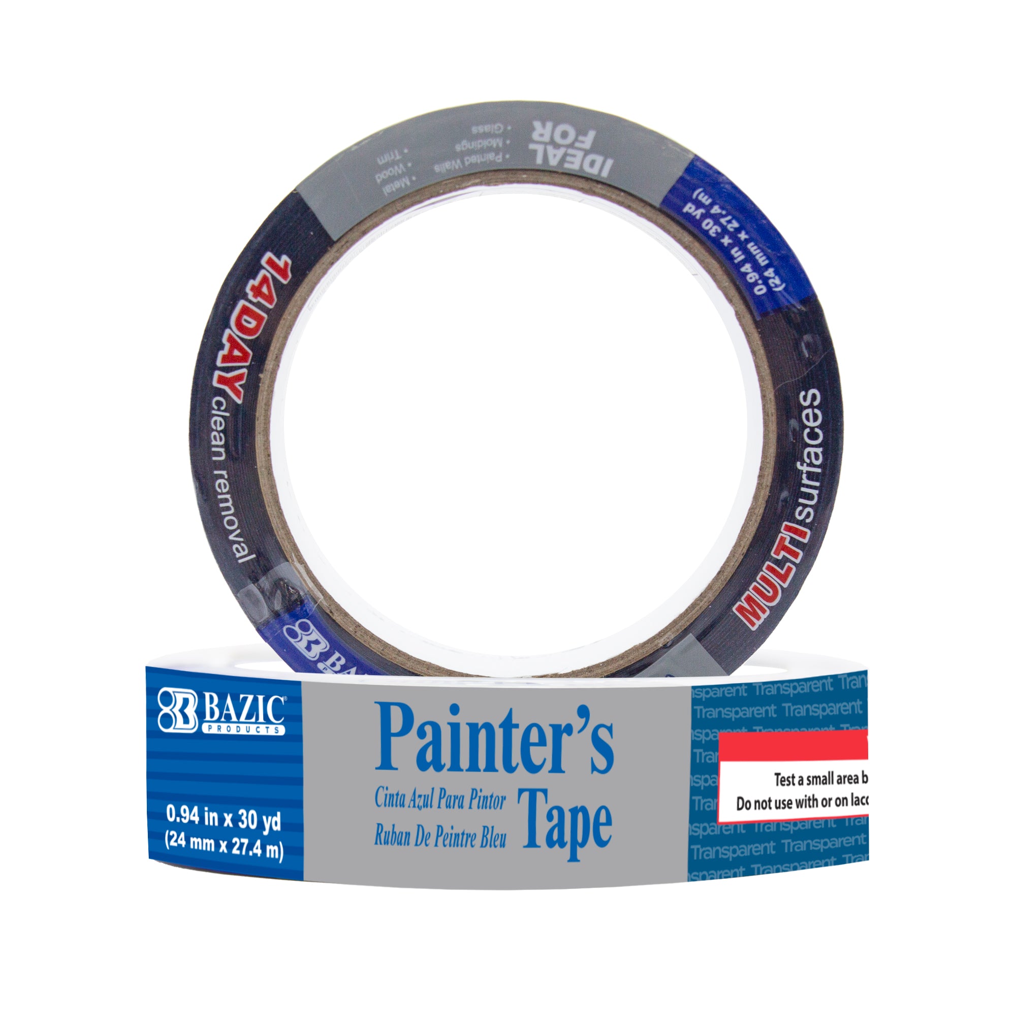 Blue painter's tape by Bazicstore, 0.94 inches wide and 30 yards long, perfect for masking and painting projects.