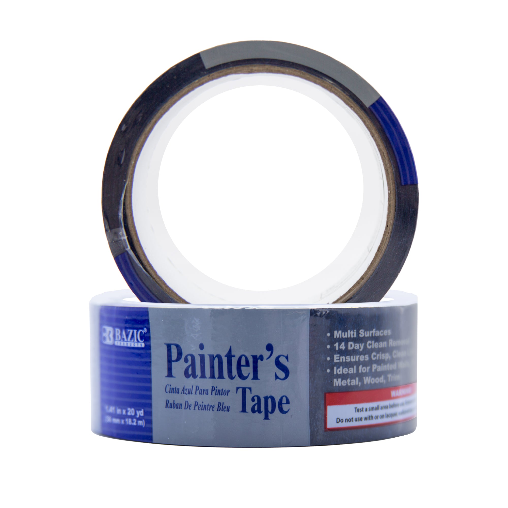 Blue painter's tape by Bazicstore, 1.41 inches wide and 20 yards long, shown on a surface ready for painting or taping tasks.