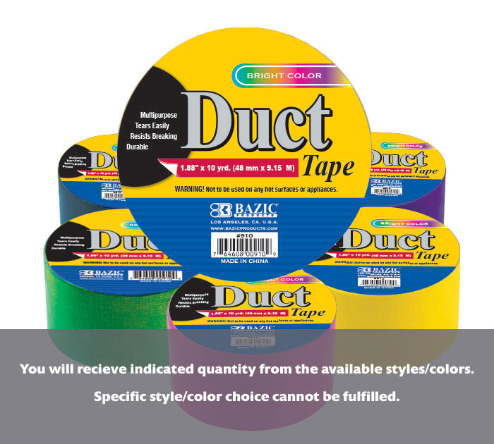 1.88" X 10 Yard Assorted Fluorescent Colored Duct Tape - BZBox