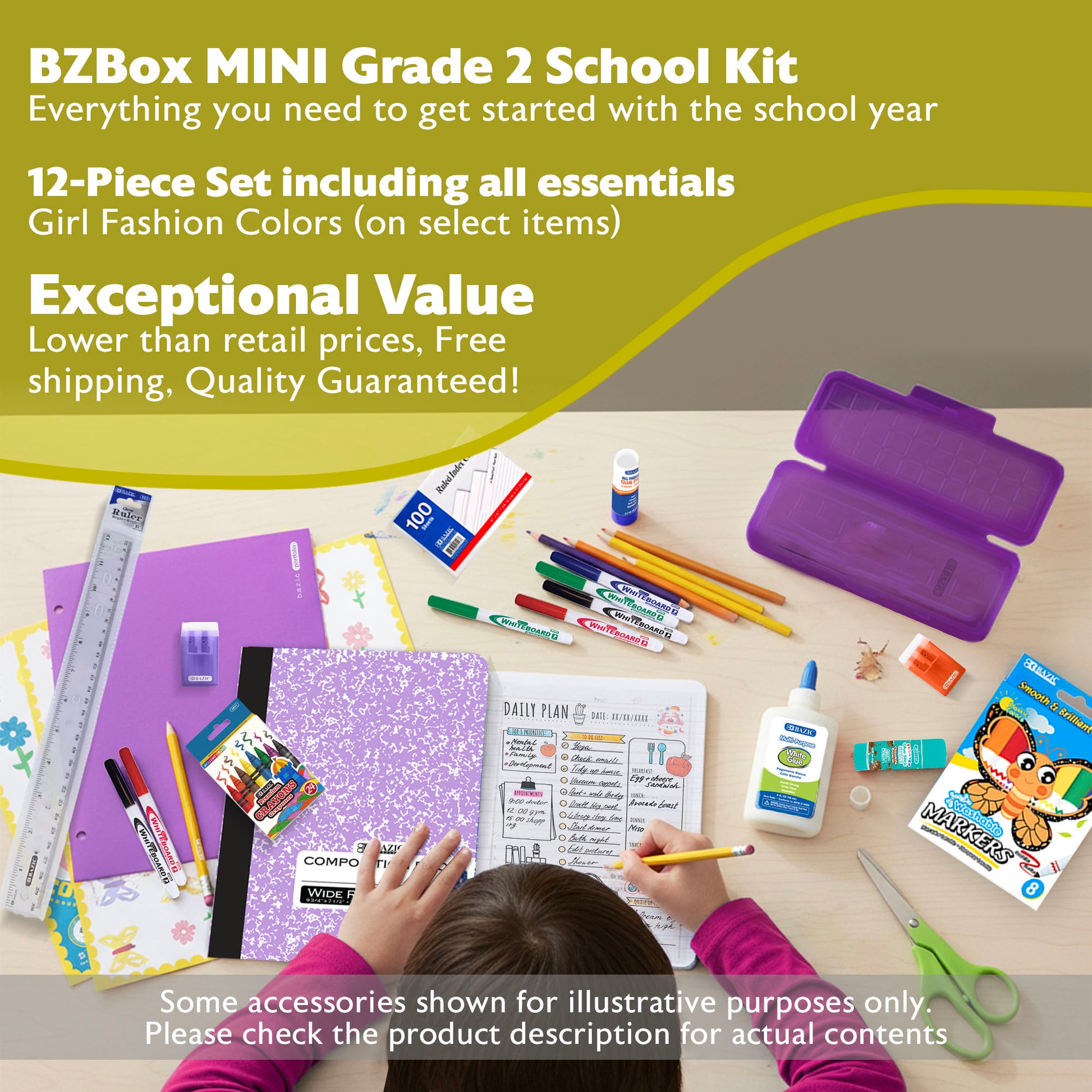 Back to School Kit, Grade 2, Girl, MINI, US - BZBox
