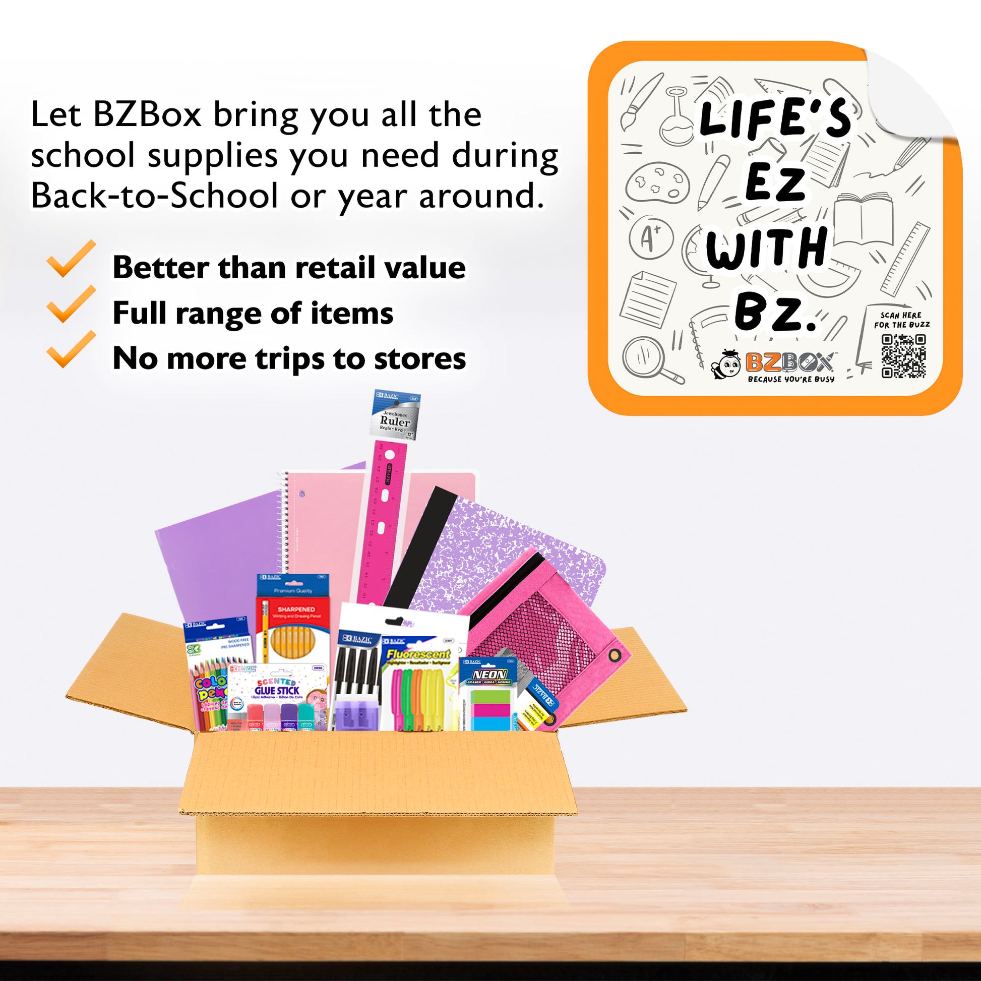 Back to School Kit, Grade 4, Girl, MINI, US - BZBox