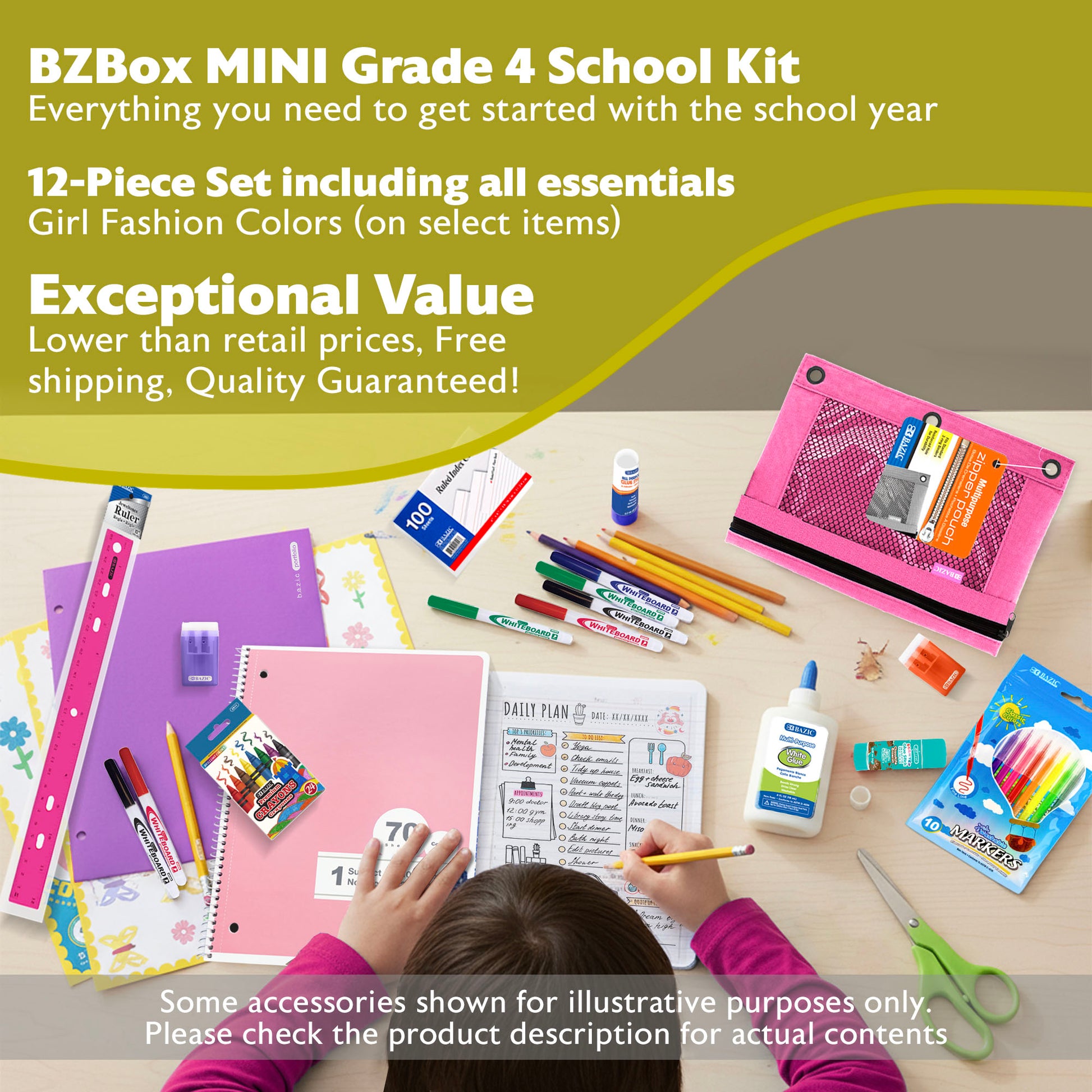 Back to School Kit, Grade 4, Girl, MINI, US - BZBox