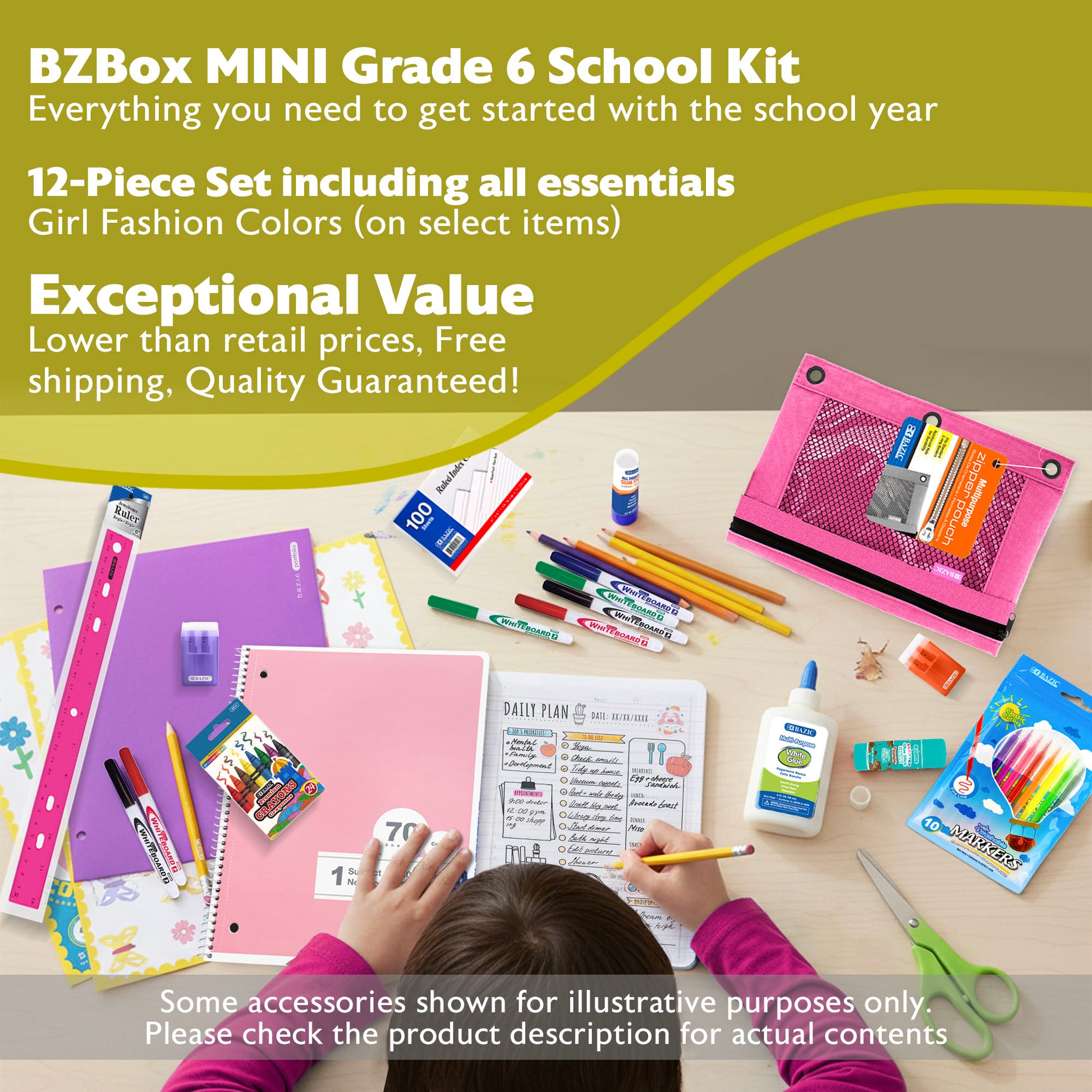 Back to School Kit, Grade 6, Girl, MINI, US - BZBox