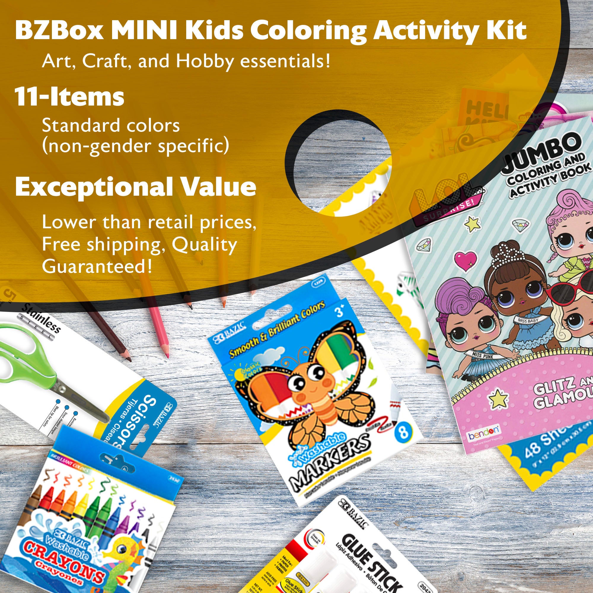 Kids Coloring Activity Kit, Essentials, Mini, 11 items