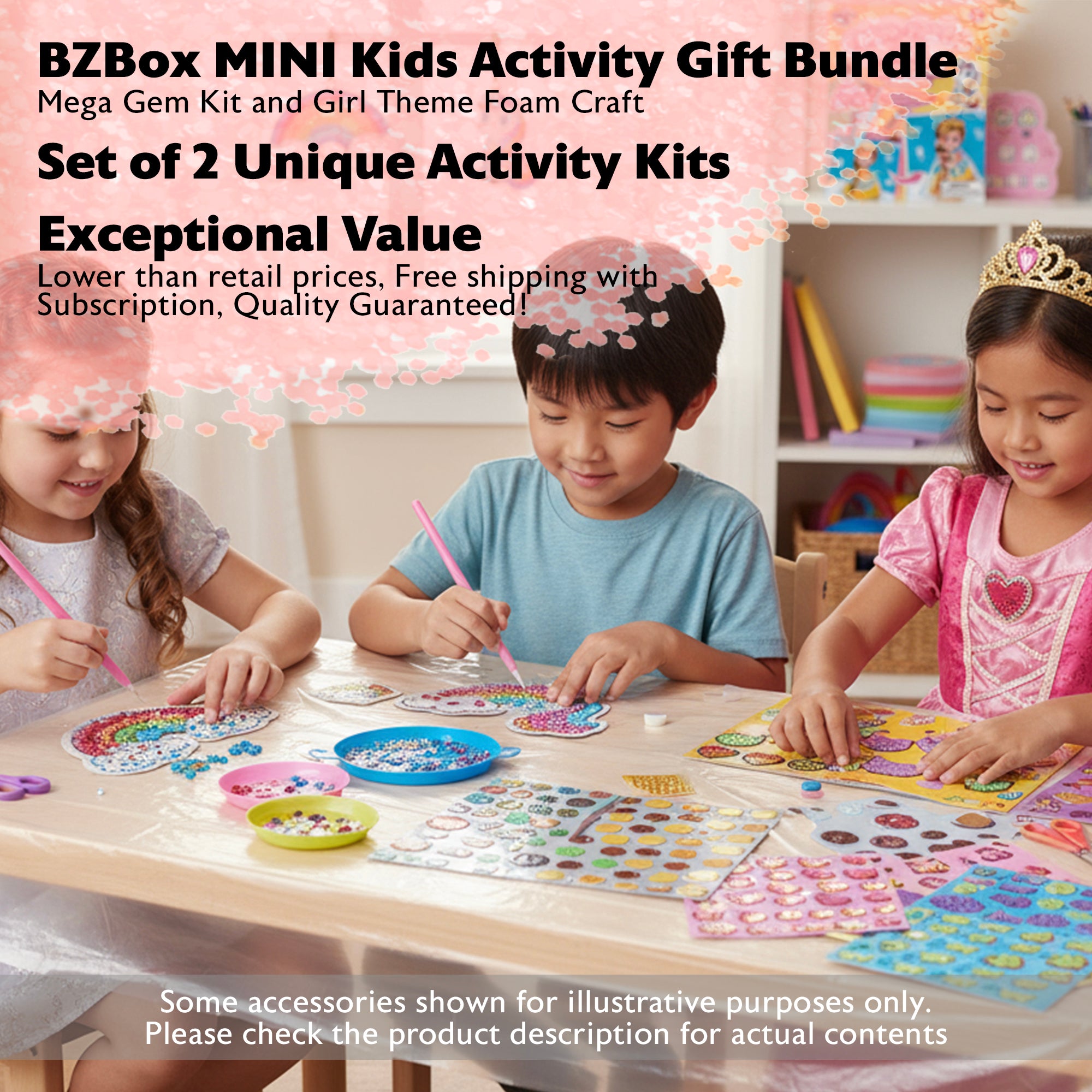 Kids Activity Gift Bundle, Mega Gem Kit and Girl Theme Foam Craft, 2 items, MINI
