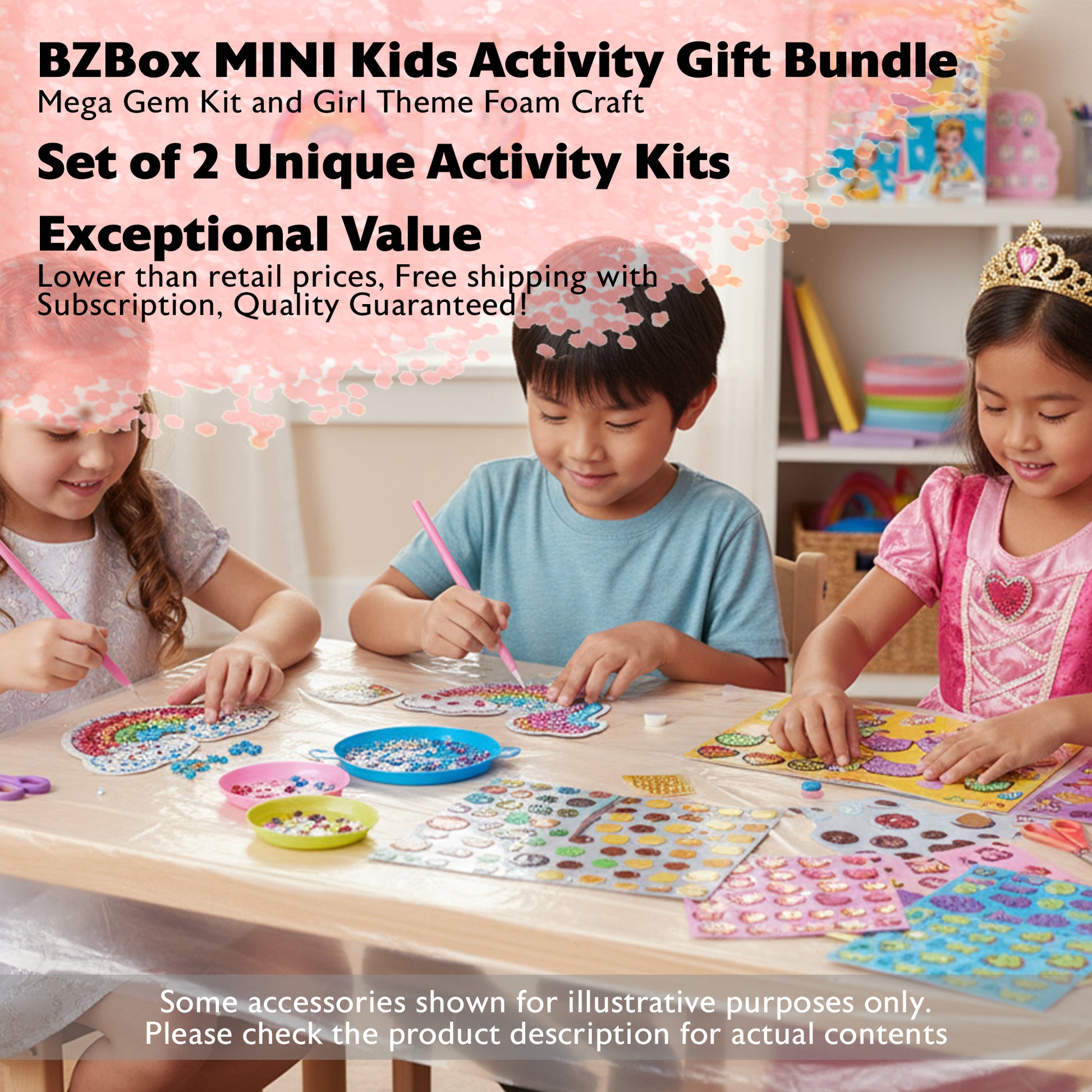 Kids Activity Gift Bundle, Mega Gem Kit and Girl Theme Foam Craft, 2 items, MINI