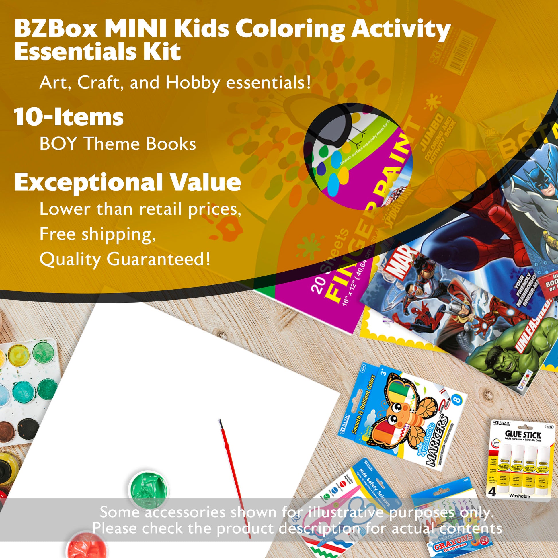 Kids Coloring Activity Kit, Essentials Kit, MINI, 10 items, BOY Theme Books.