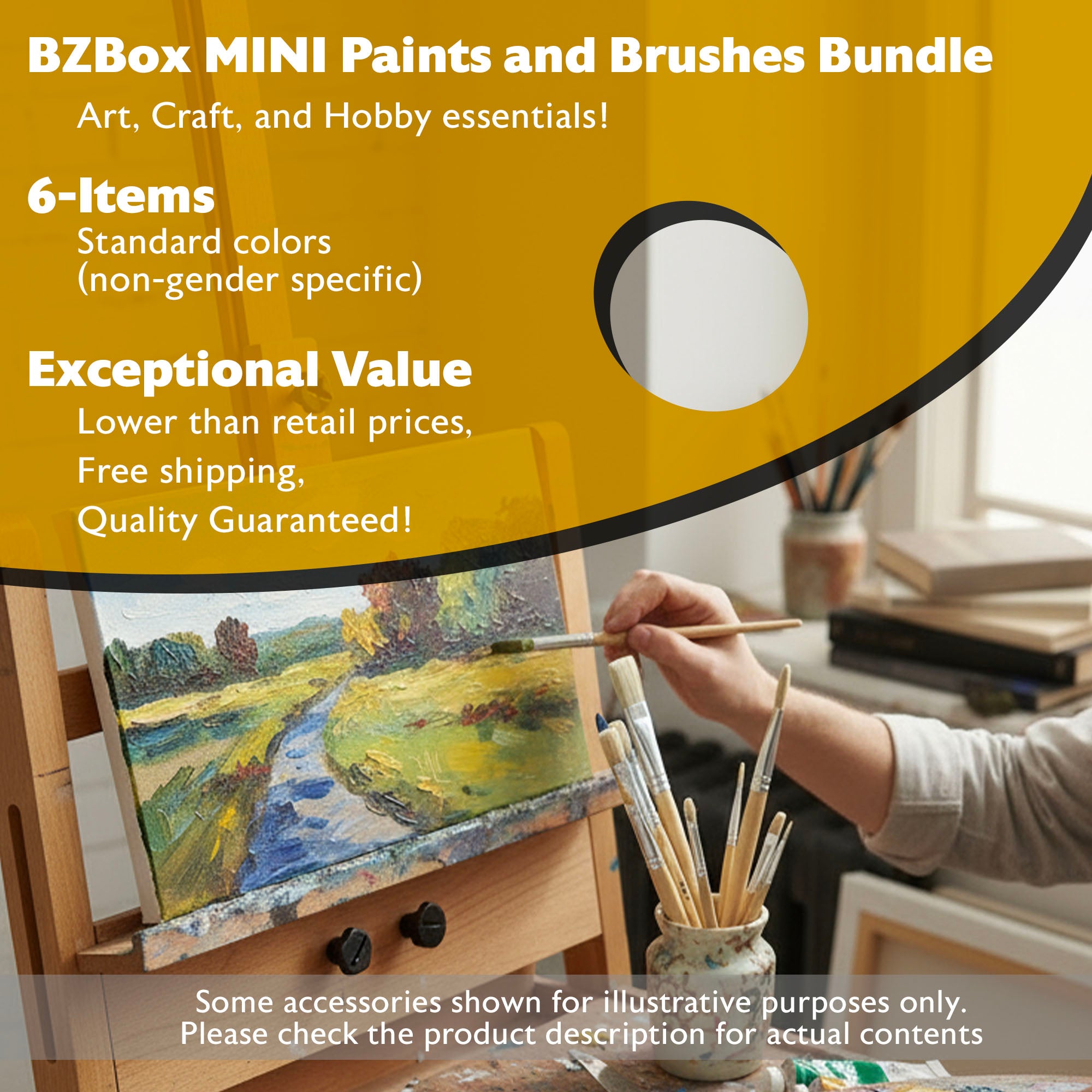 Paints and Brushes Bundle, MINI, 6 items