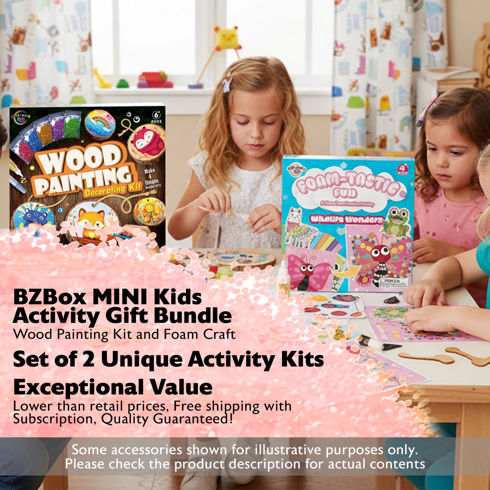 Kids Activity Gift Bundle, Wood Painting Kit and Foam Craft, 2 items, MINI