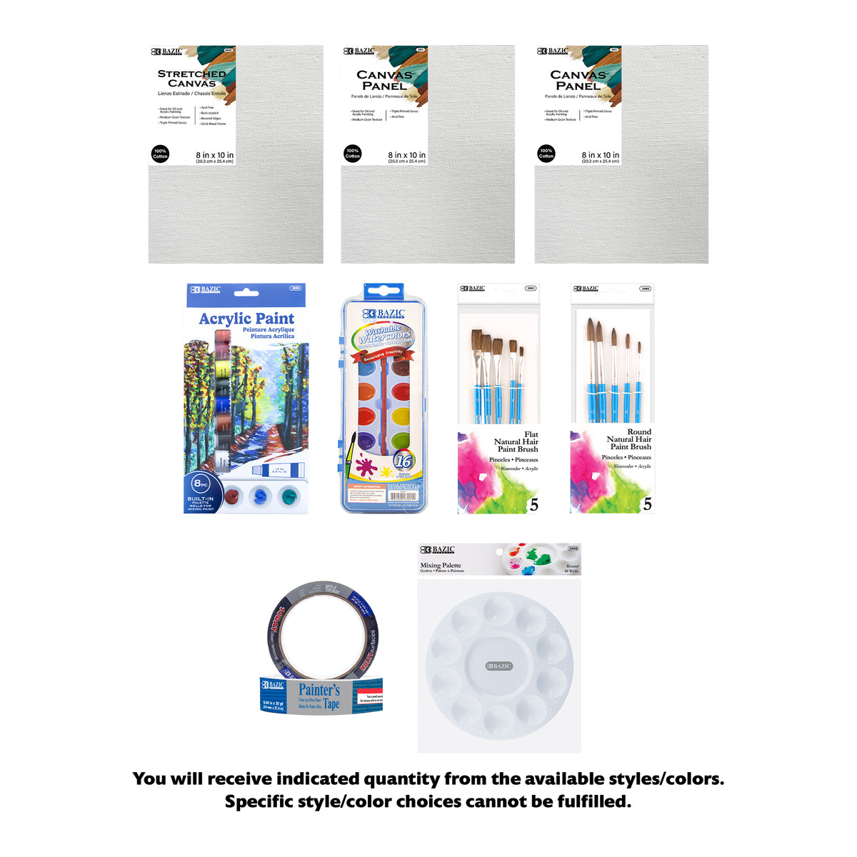 Acrylic & Watercolor Painting Set for Teens & Adults with Canvas, 9 Items, BZBox
