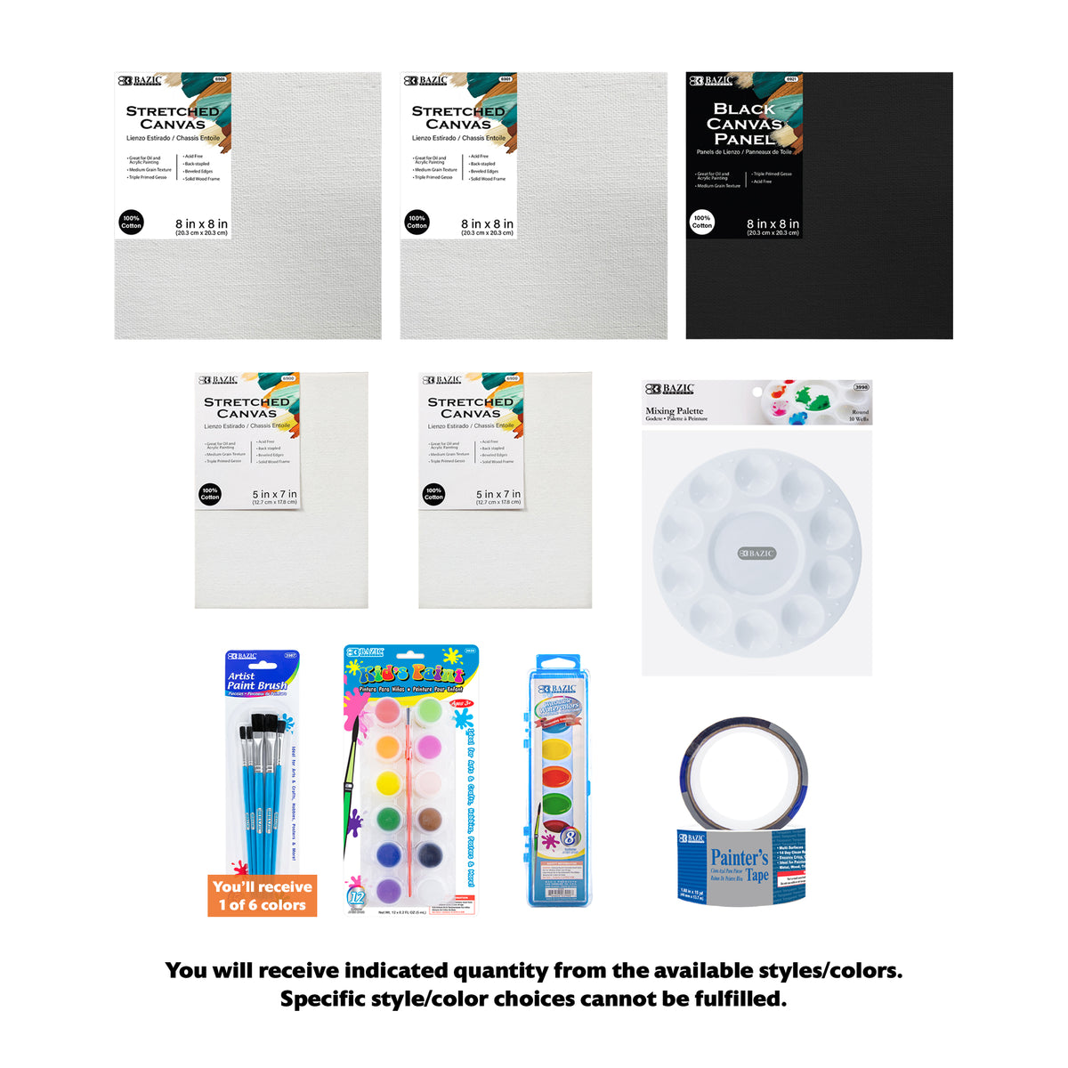 Kids Canvas Painting Kit with Paints, Watercolor & Brushes, 10 items, BZBox