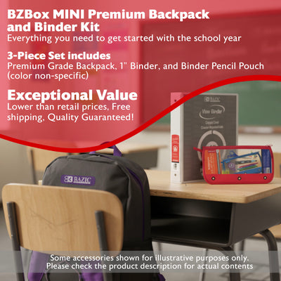 Premium Backpack and Binder Kit,  Color non-specific, 3 items, MINI