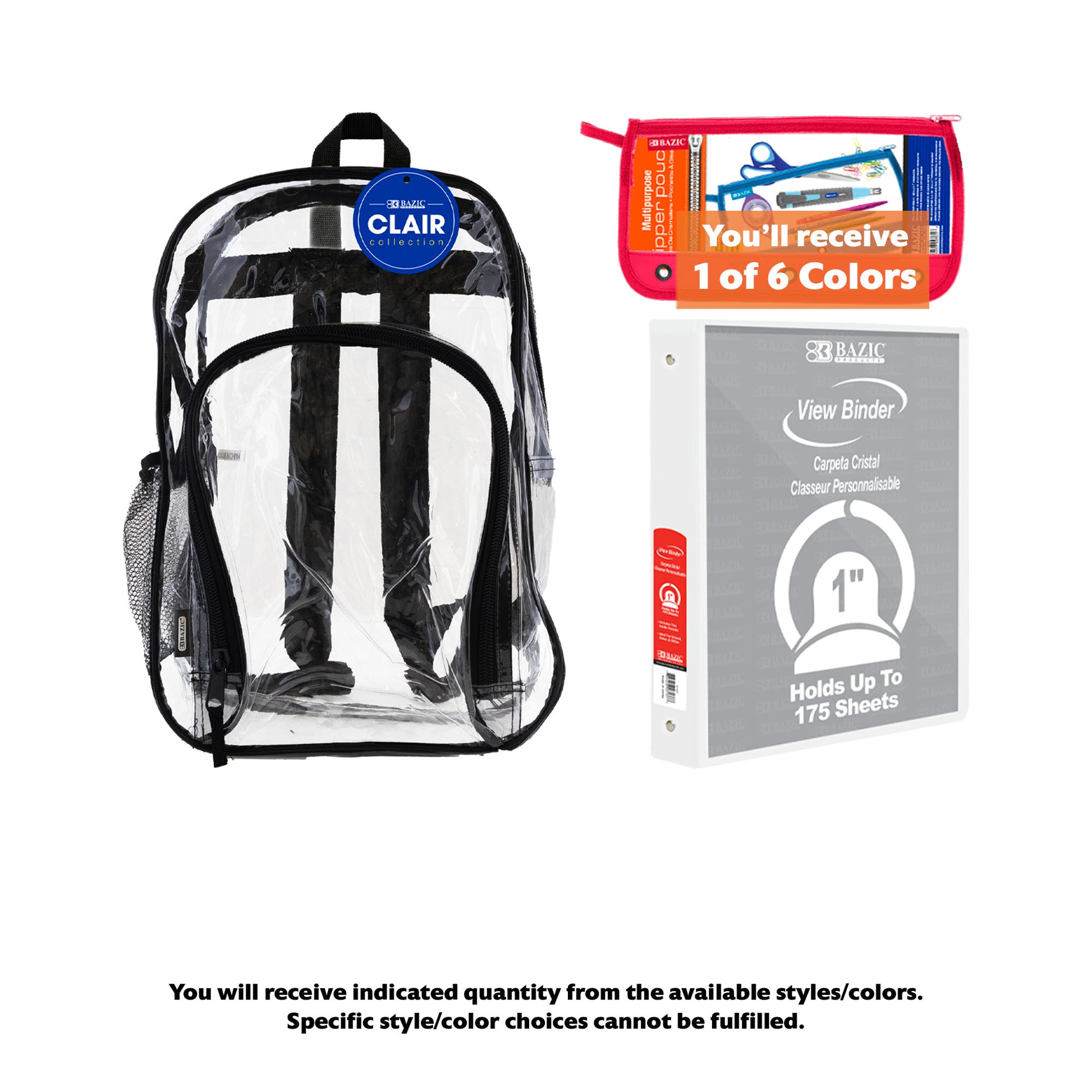 Clear Backpack and Binder Kit, 3 items, MINI