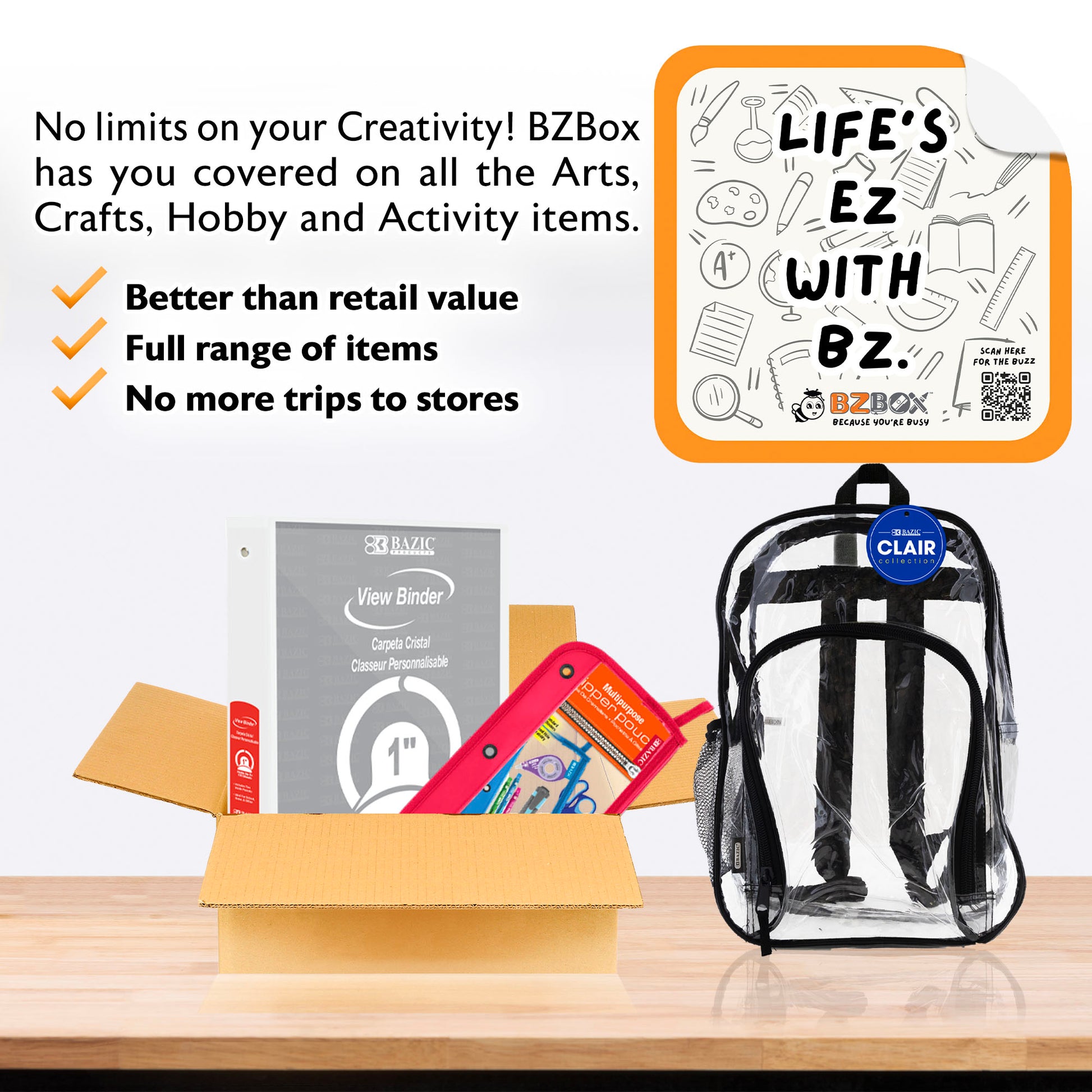 Clear Backpack and Binder Kit, 3 items, MINI