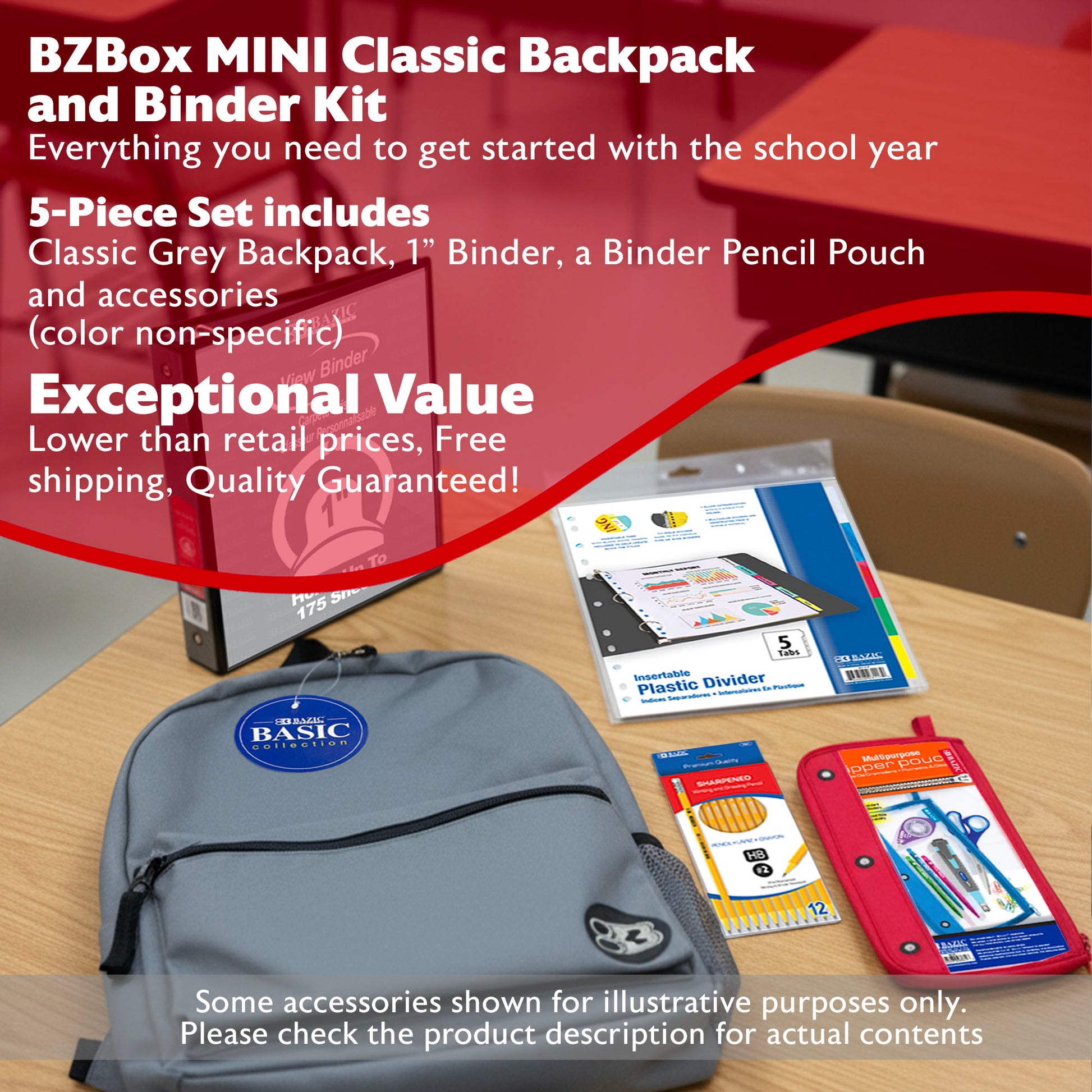 Classic Backpack, Binder and Accessories Kit, 5 items, MINI