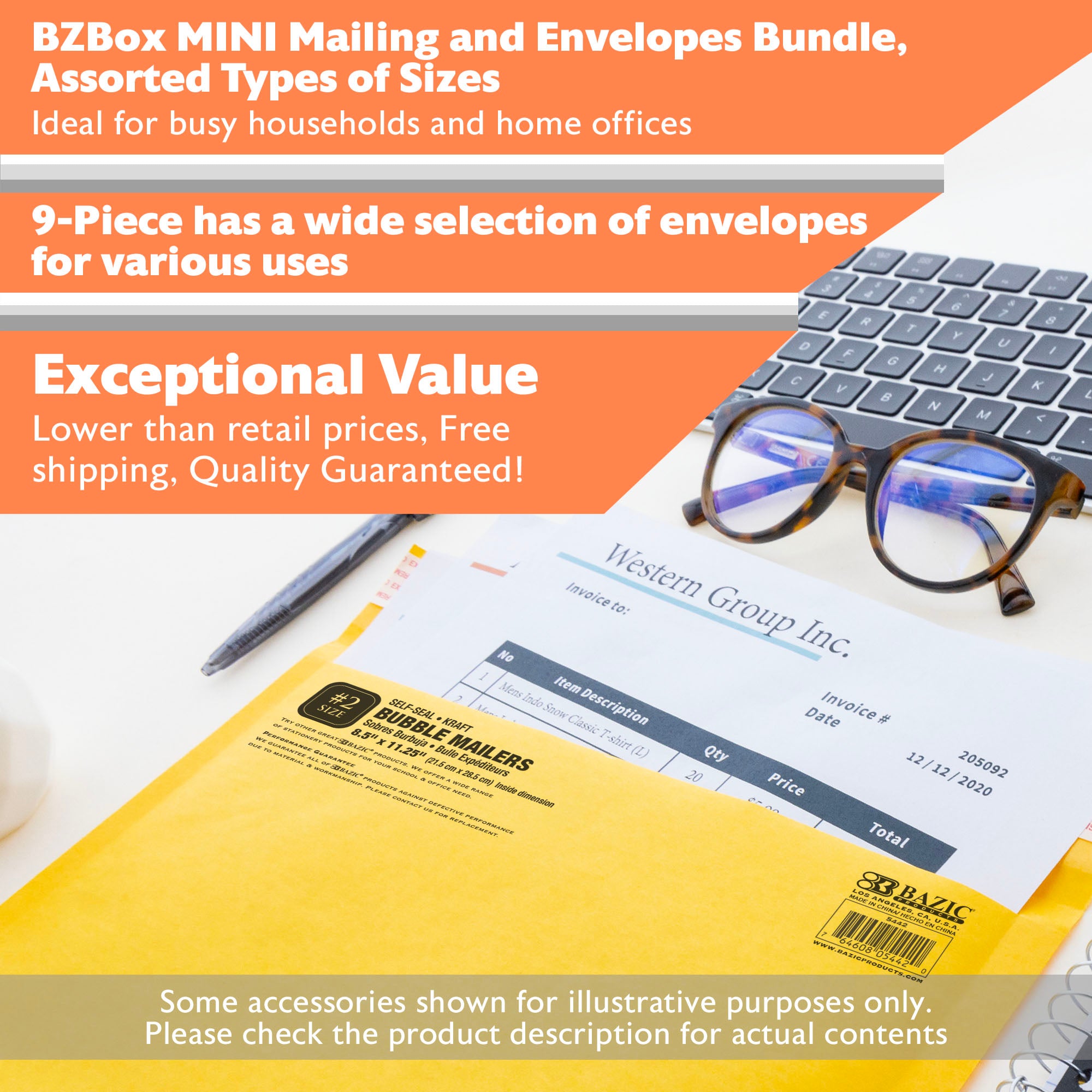 Mailing and Envelopes Bundle, Assorted types and sizes, 9 items, MINI