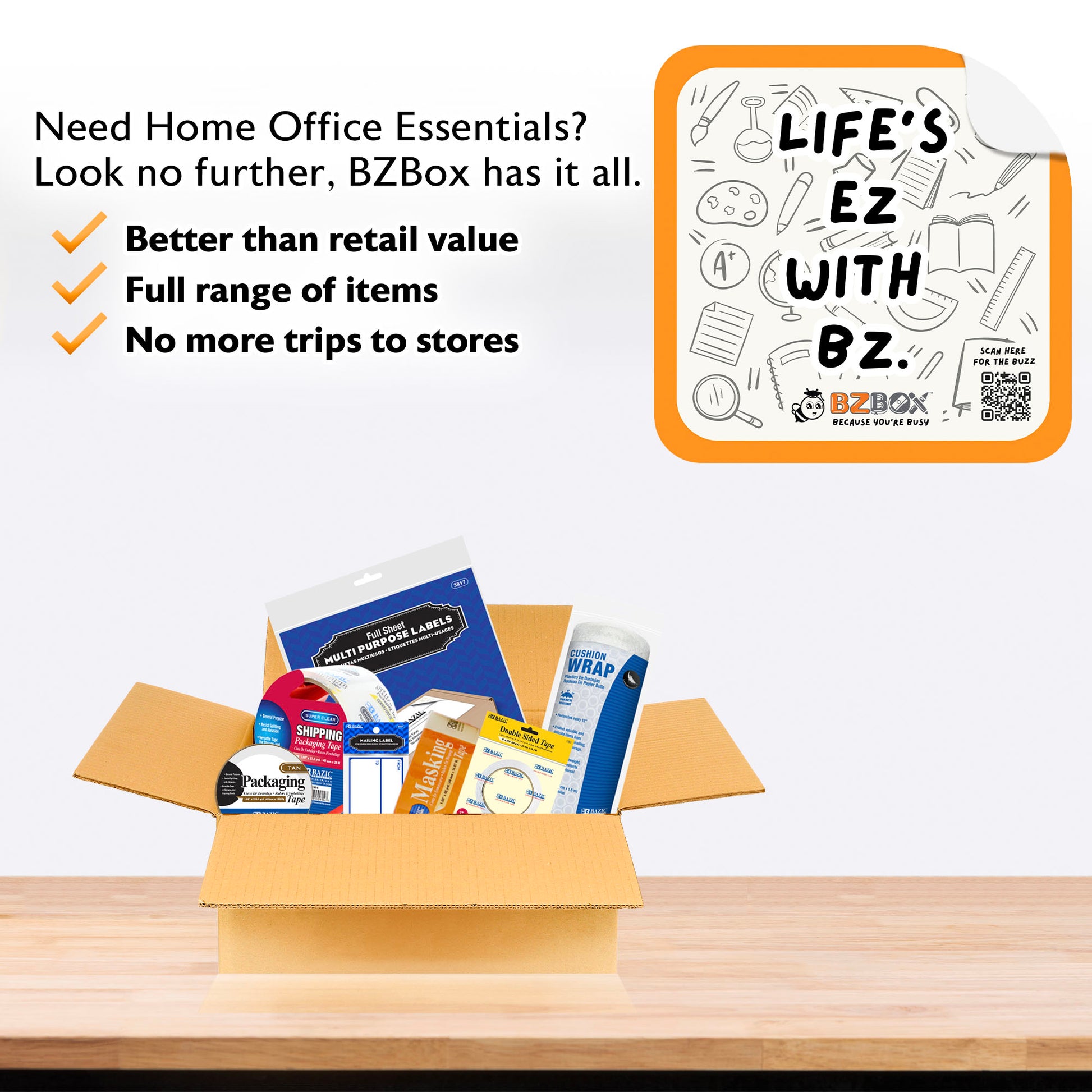 Essential Assortment of Packaging and Shipping supplies, 7 items, MINI