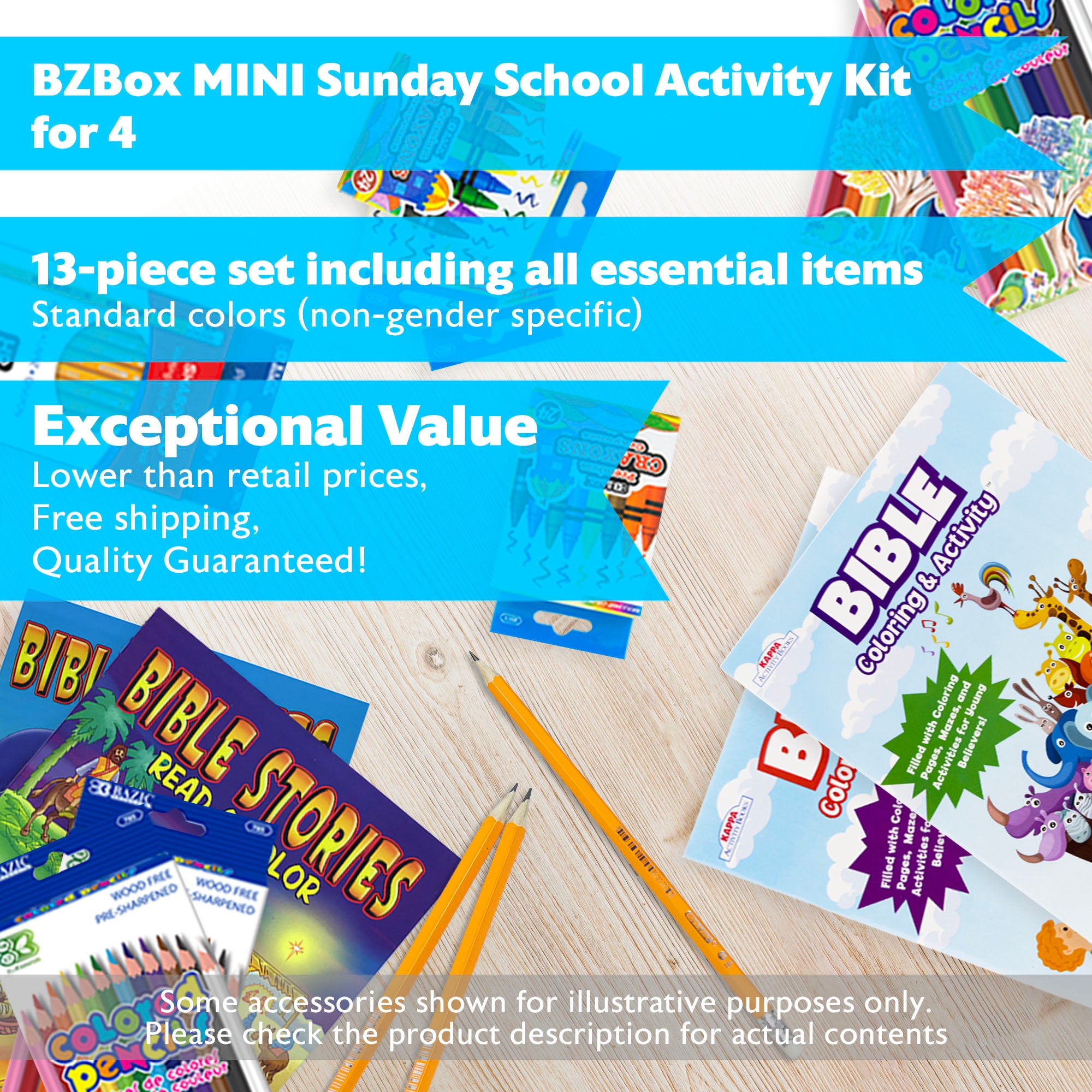 Sunday School Activity Kit for 4, 13 items, MINI