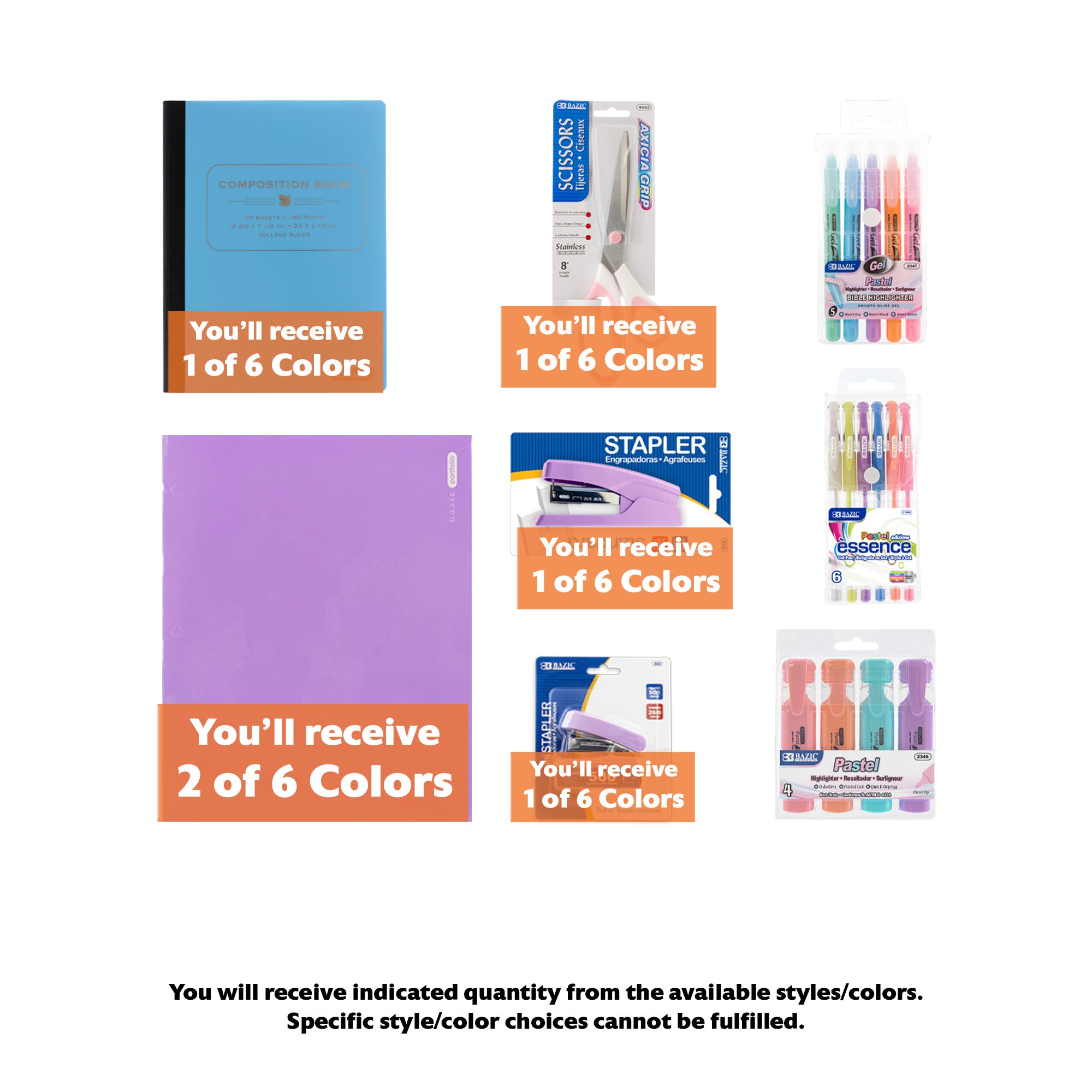 Pastel Colors Theme Home Office Kit, Girl, 9 Items,  MINI