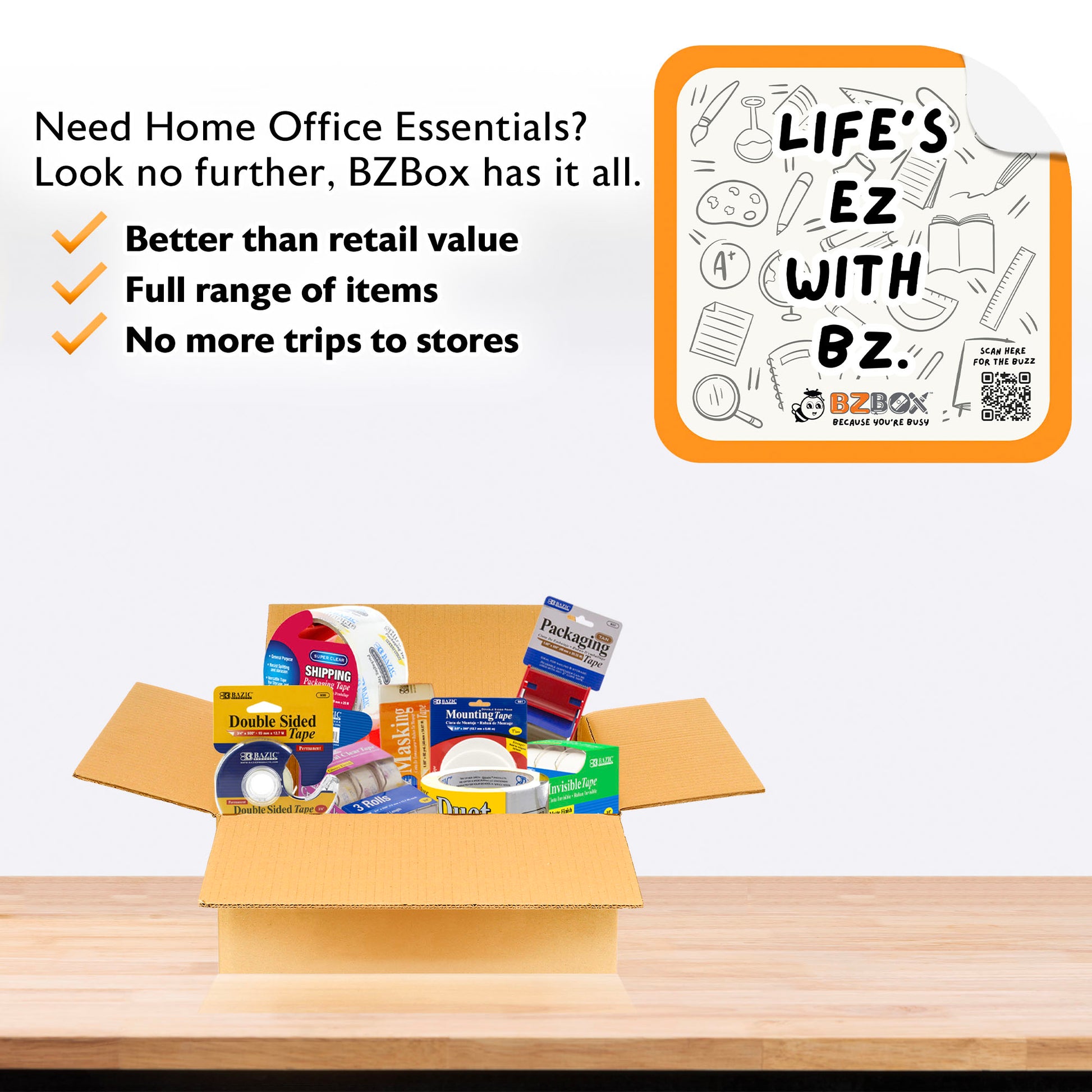 Essential Assortment of Adhesive Tapes, Standard colors, 8 items, MINI