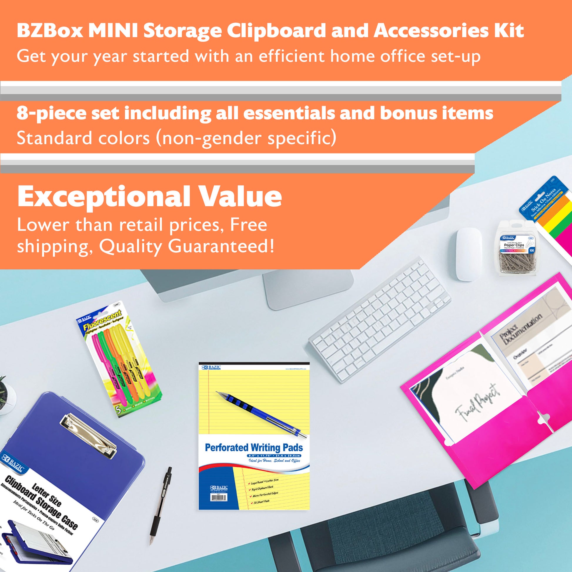 Storage Clipboard and Accessories Kit, 8 items, MINI