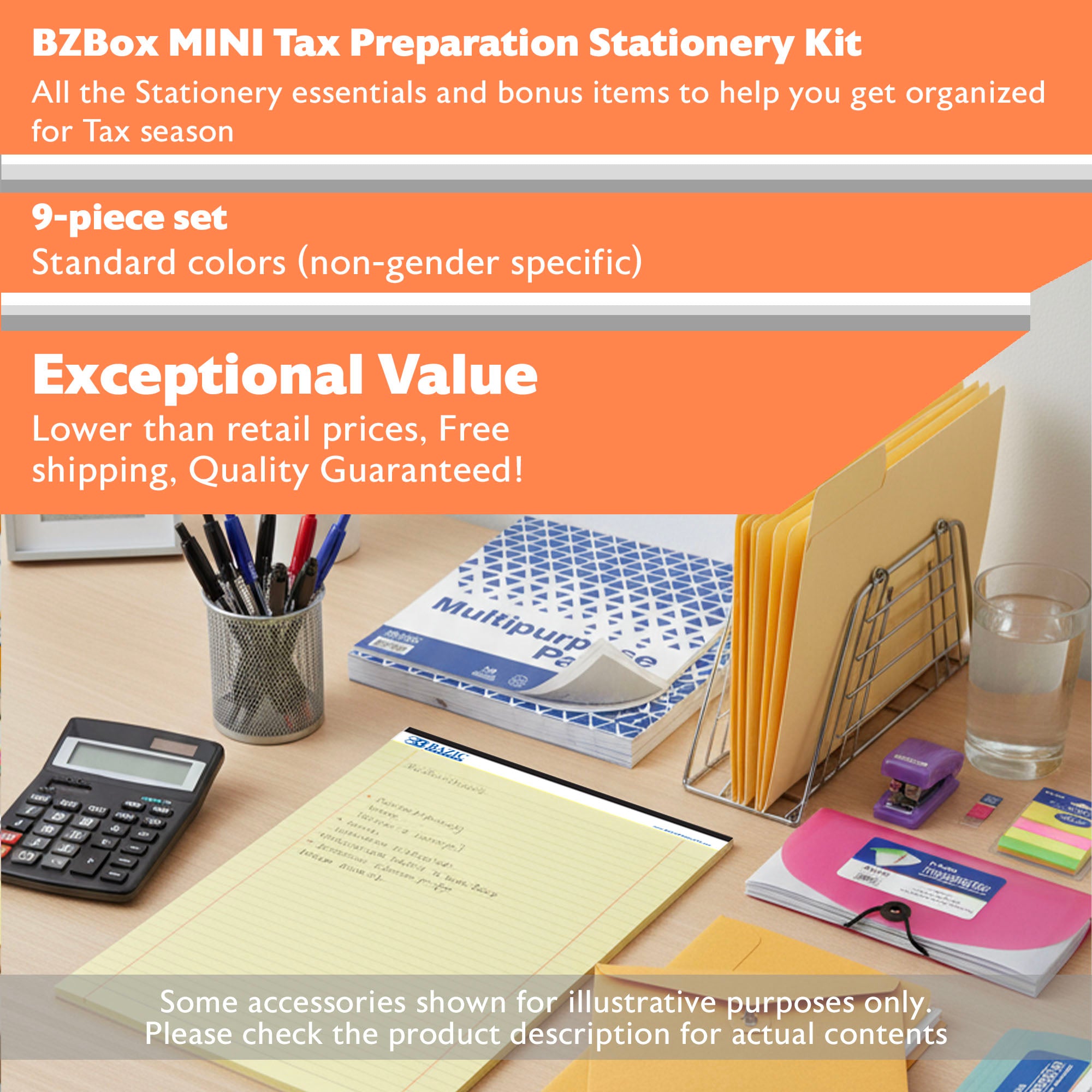 Tax Preparation Stationery Kit,  Essential Assortment, 9 items, MINI