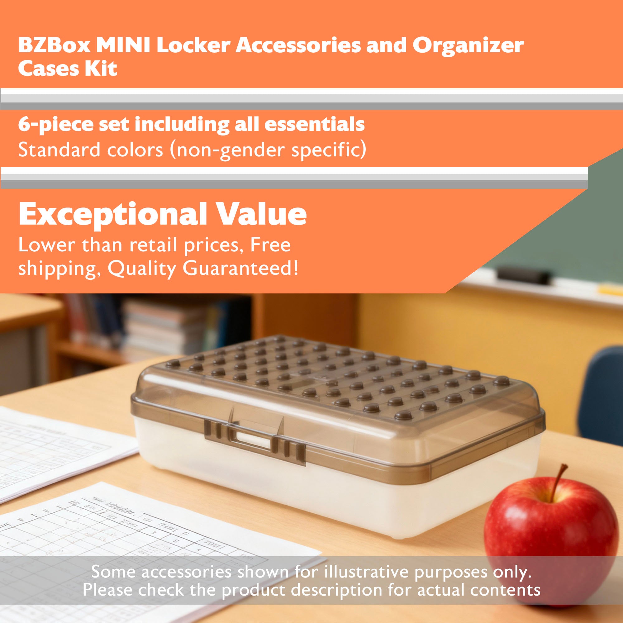 Locker Accessories and Organizer cases Kit, 6 Items,  MINI