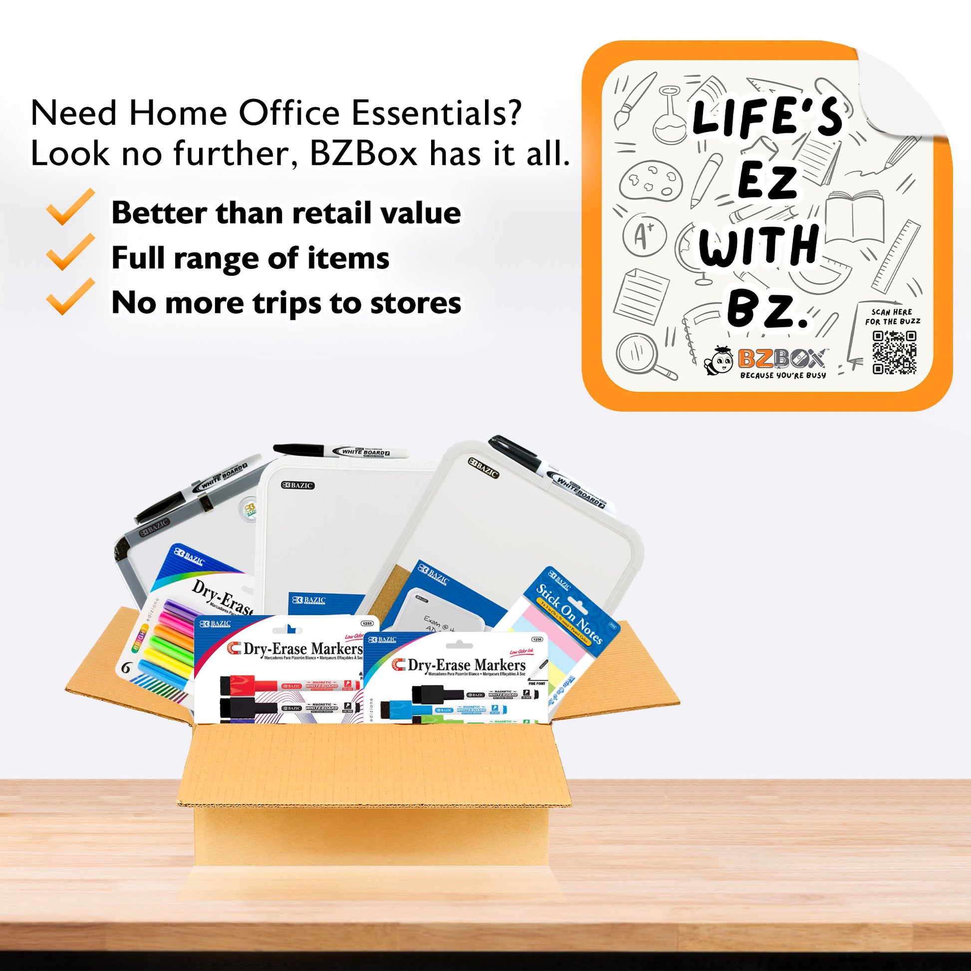 Dry Erase Board and Organizer Set,  3 Boards, Markers, Sticky Notes, Organizer, Mini