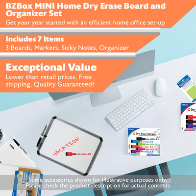 Dry Erase Board and Organizer Set,  3 Boards, Markers, Sticky Notes, Organizer, Mini