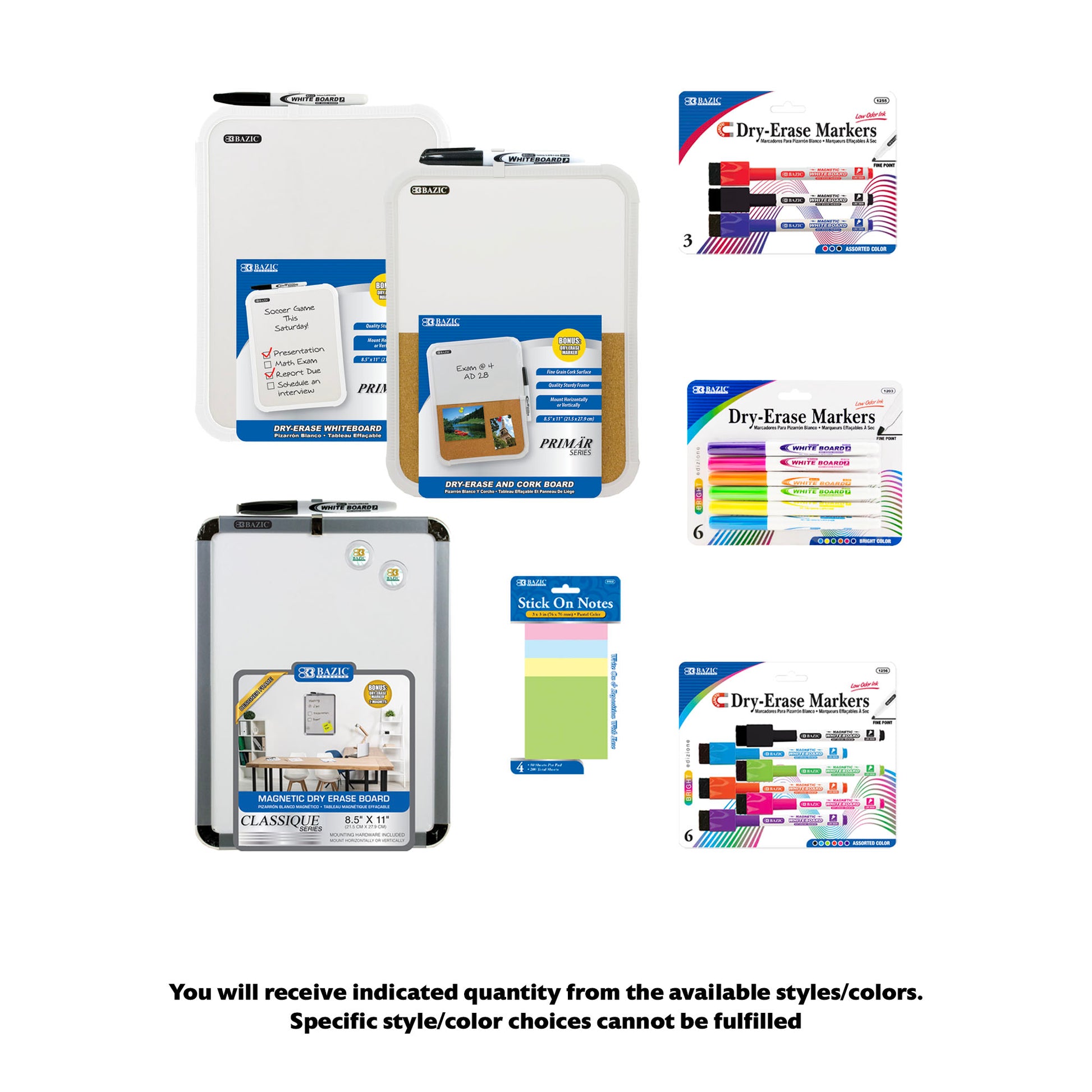 Dry Erase Board and Organizer Set,  3 Boards, Markers, Sticky Notes, Organizer, Mini